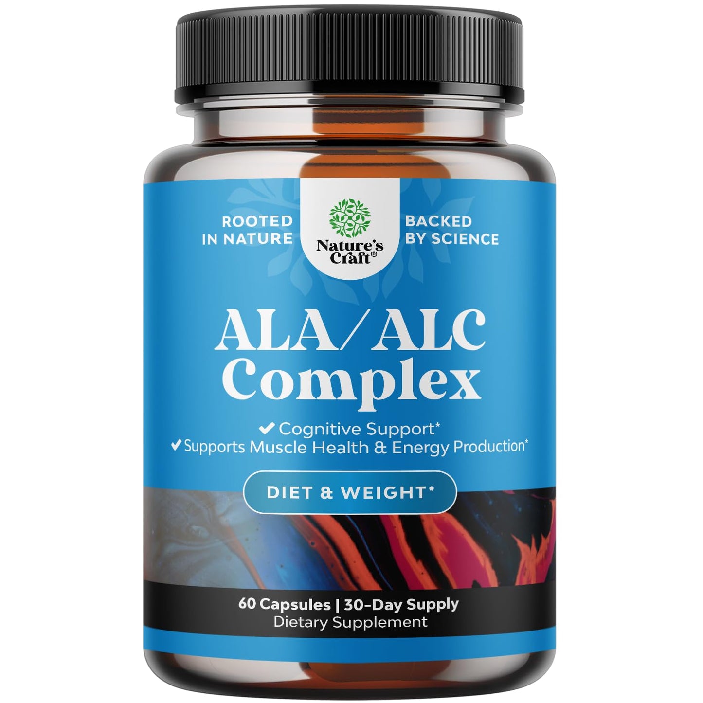 Natures Craft Alpha Lipoic Acid Supplement with Acetyl L-Carnitine Capsules 60 Count