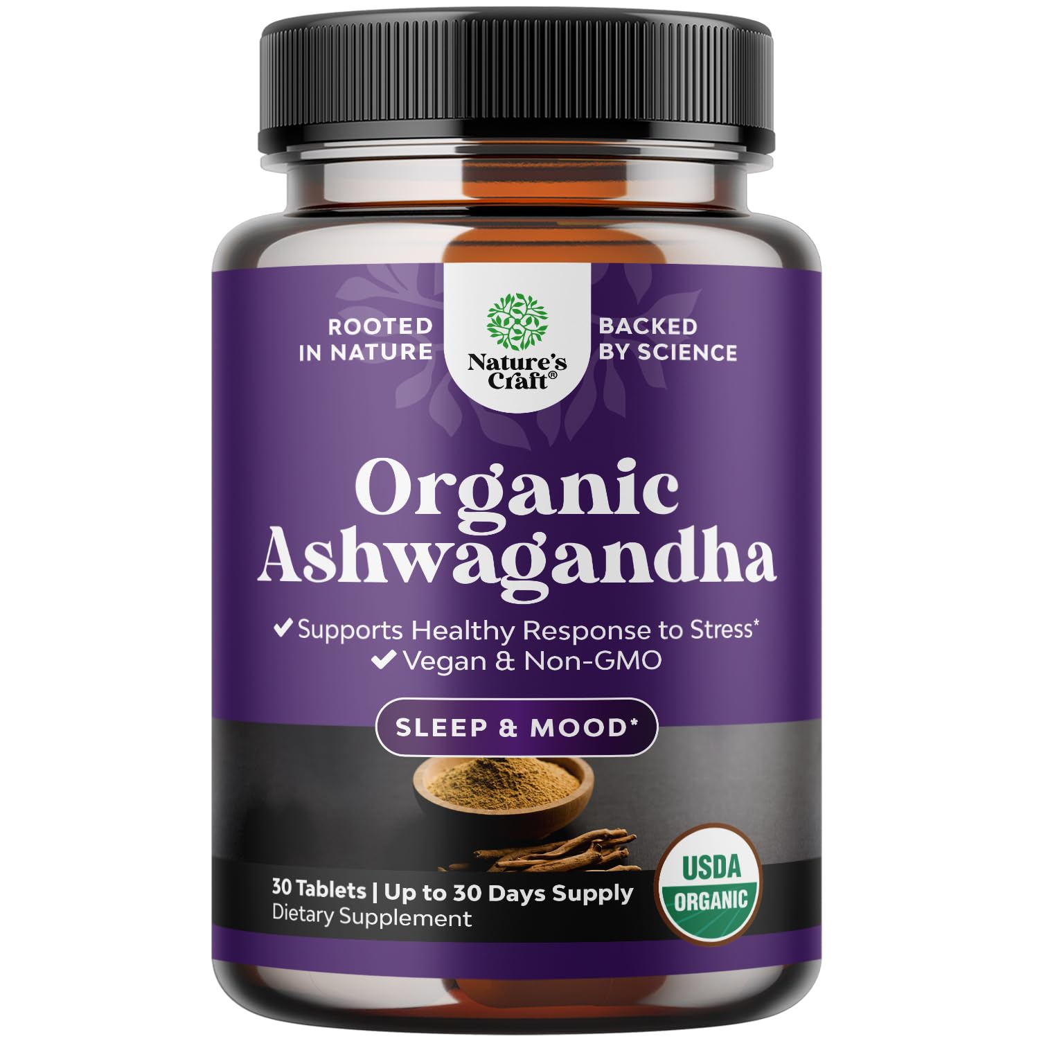 Natures Craft Ashwagandha Tablets, High Strength Organic, 30 Count