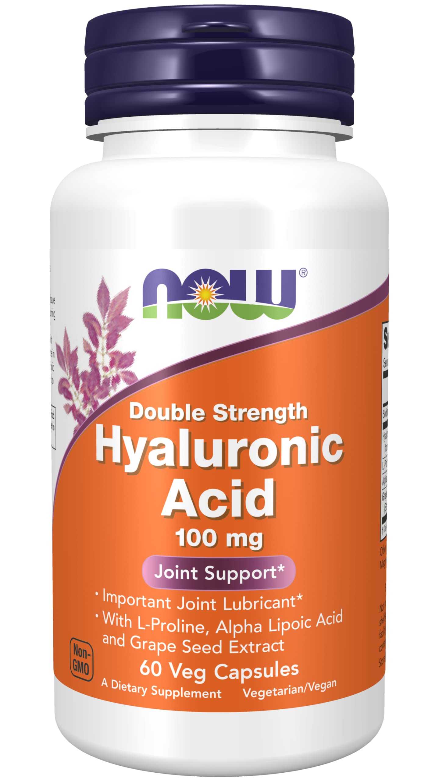 NOW Foods Hyaluronic Acid 100 mg 2X Plus 60 Capsules