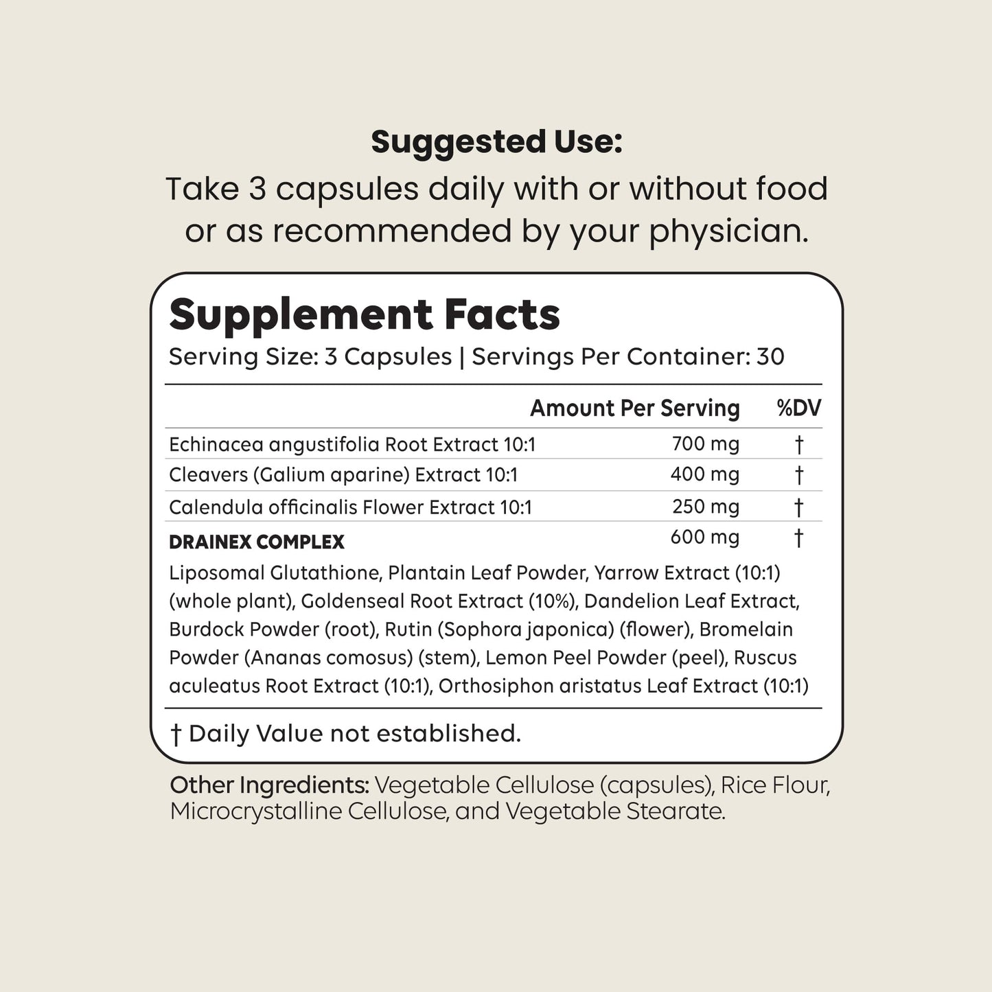 Newt DRAINEX Lymphatic Drainage Supplements Capsules, 90 Count