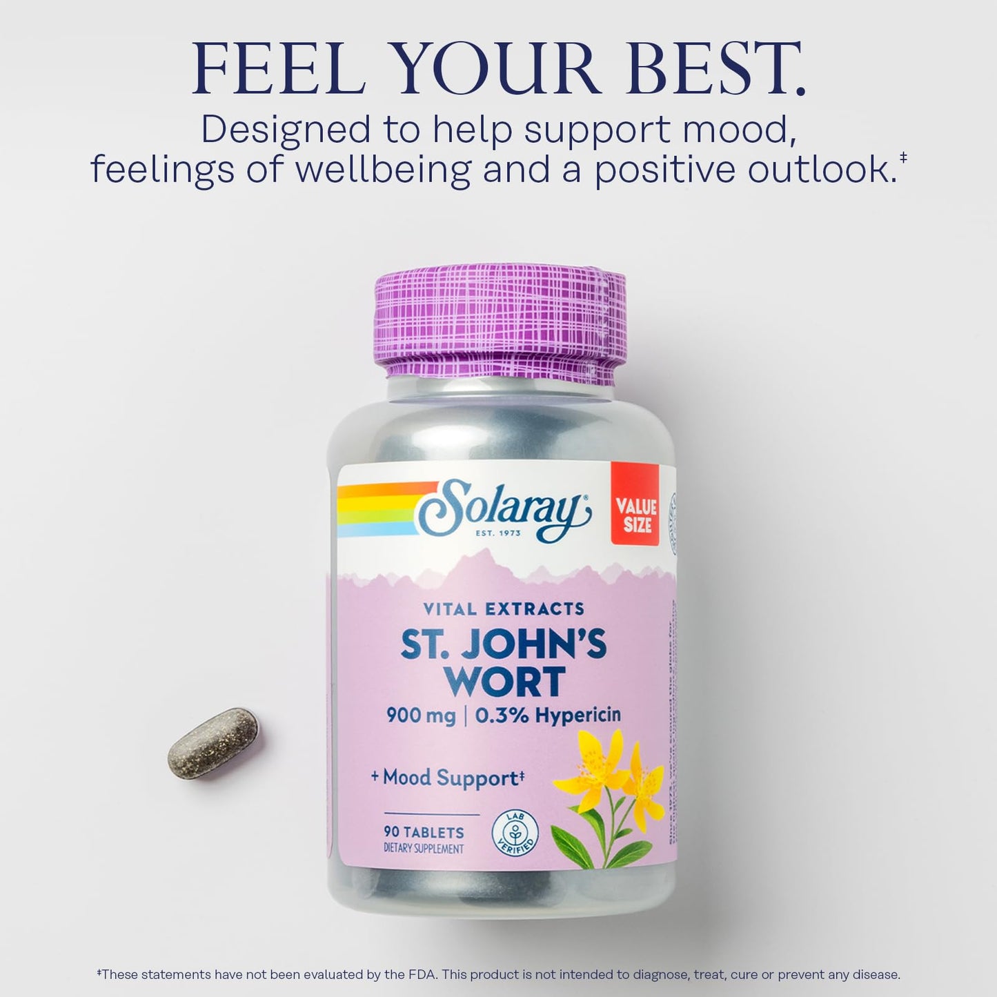 SOLARAY St. Johns Wort Aerial Extract One Daily 900mg (0.3% Hypericin) 90 Tablets