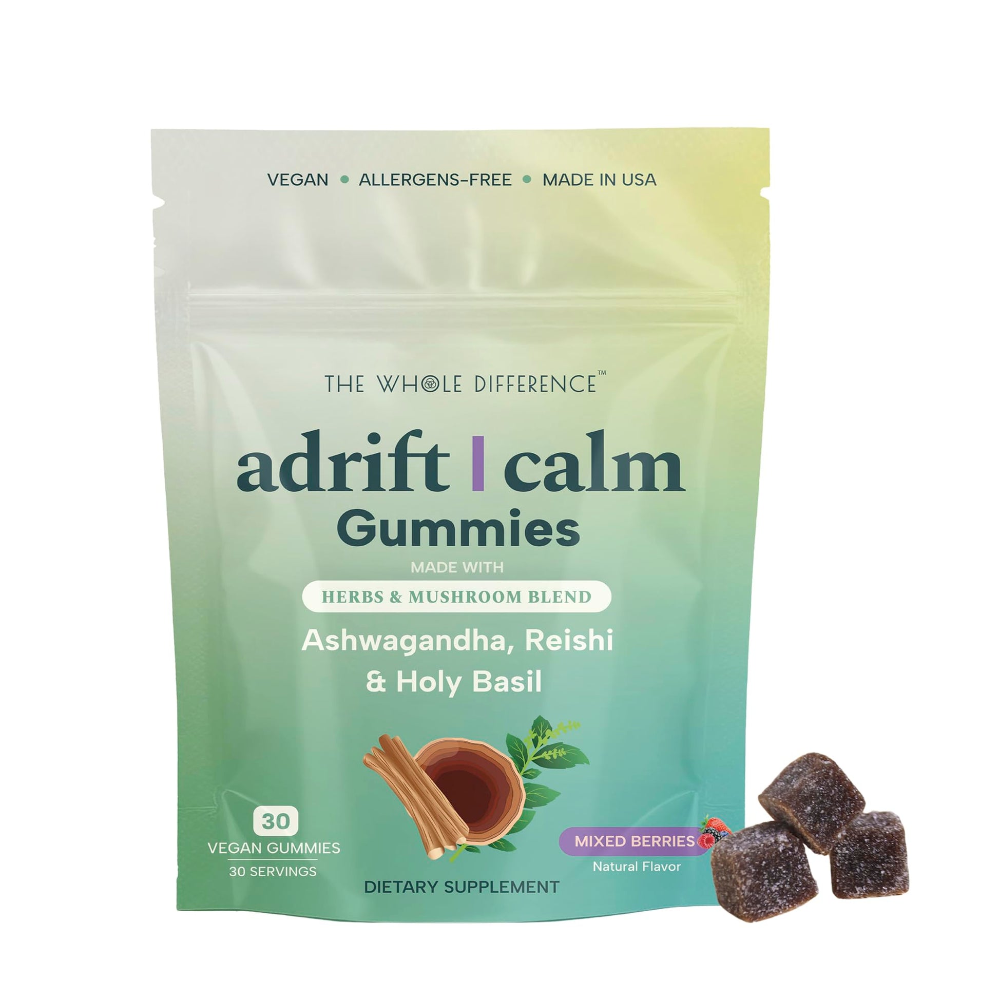 The Whole Difference Ashwagandha Reishi Mushroom and Holy Basil Gummy 30 Count