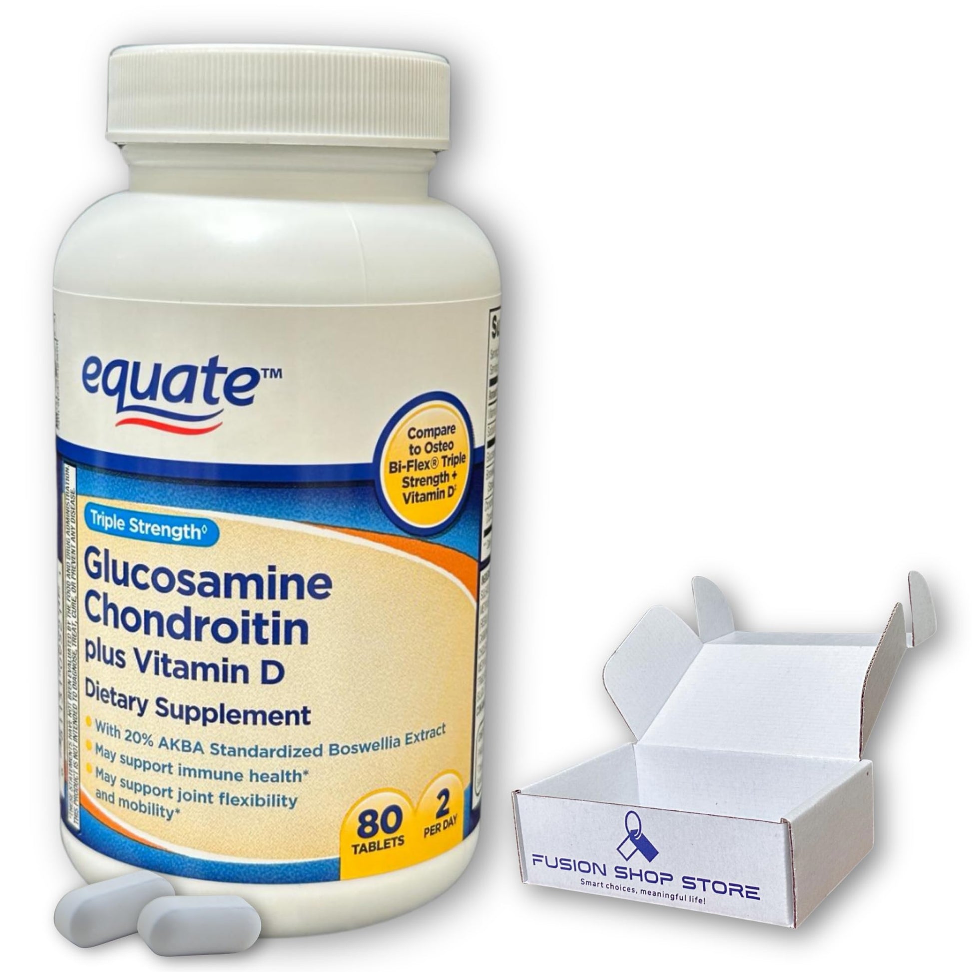 Fusion Shop Store Glucosamine Chondroitin Plus Vitamin D Triple Strength Tablets, 80 Count
