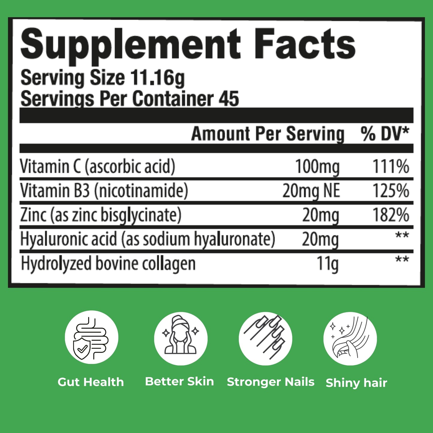 NATFUL Collagen Peptides Powder – Hydrolyzed Bovine Collagen with Vitamin C, Hyaluronic Acid, Zinc & B3 – Type 1 & 3 Unflavored Protein Powder for Women & Men Hair, Skin, Nails, Joints, 17.6 oz