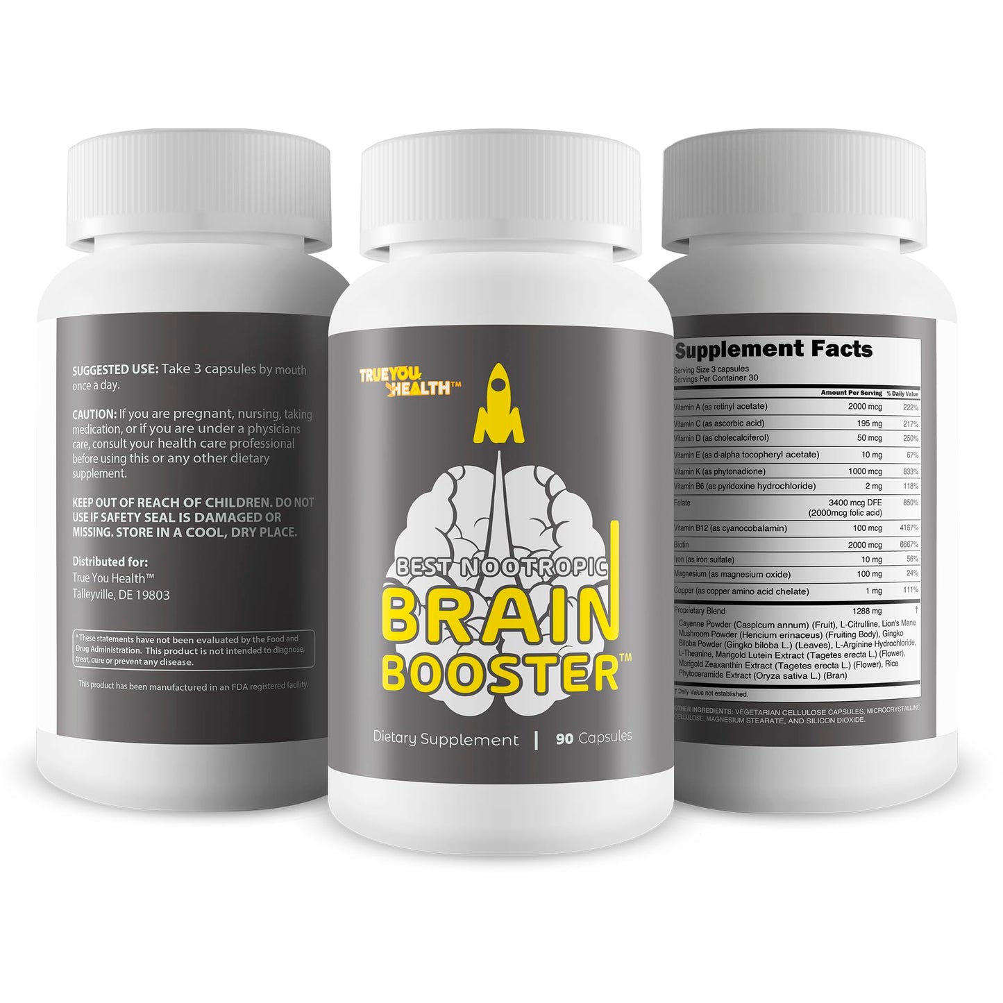 Generic Best Nootropic Brain Booster Capsule 90 Count