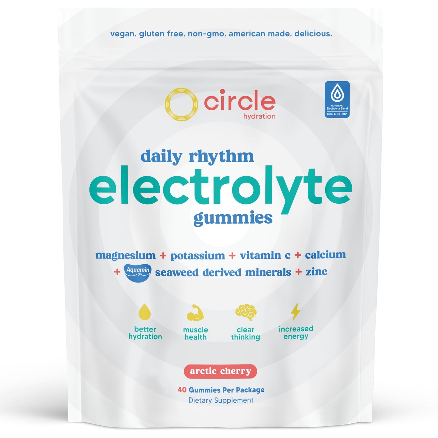 Circle Organics Daily Rhythm Electrolyte Gummies 40 Count