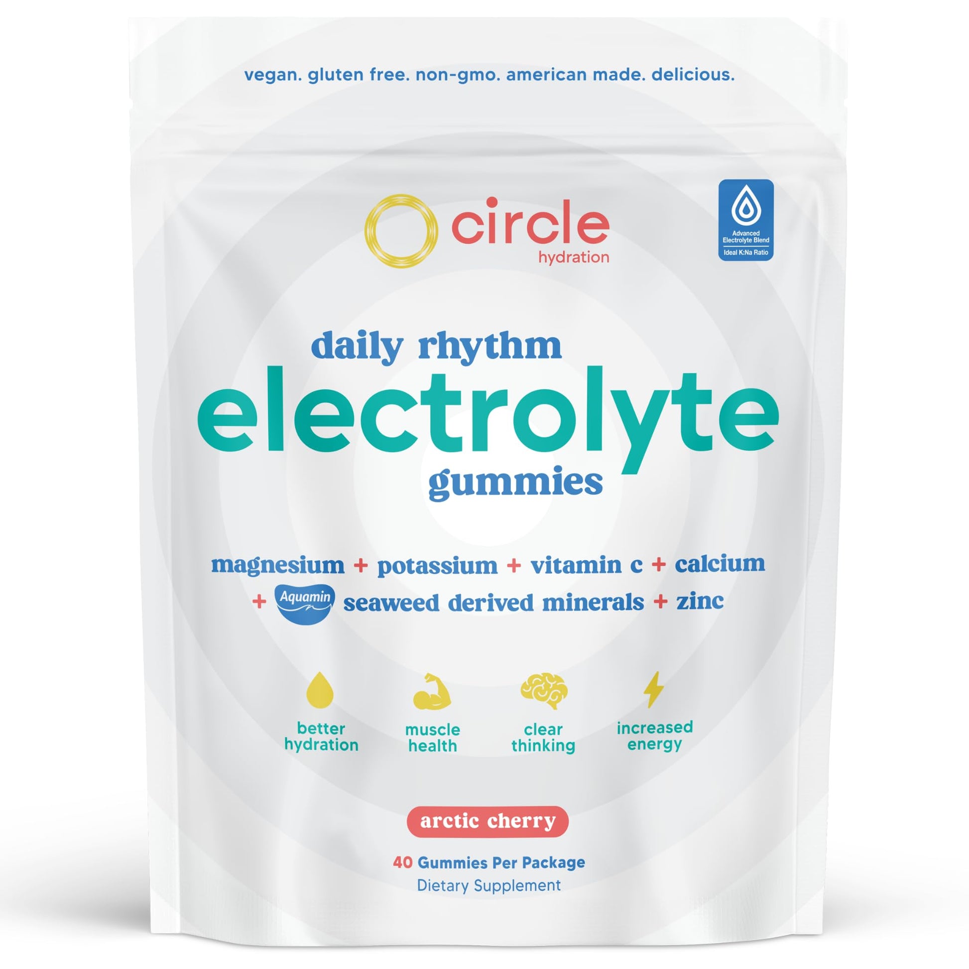 Circle Organics Daily Rhythm Electrolyte Gummies 40 Count