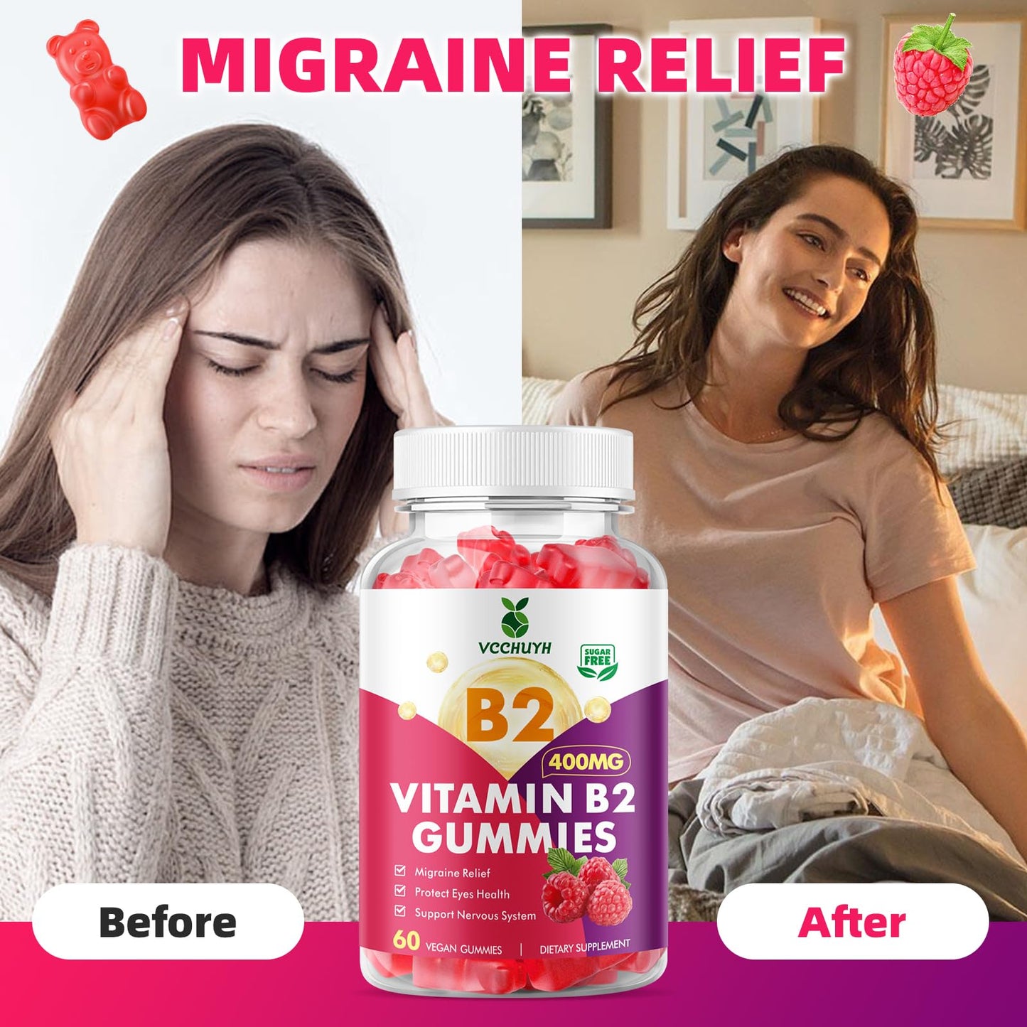 VCCHUYH Vitamin B2 Gummies 60 Count
