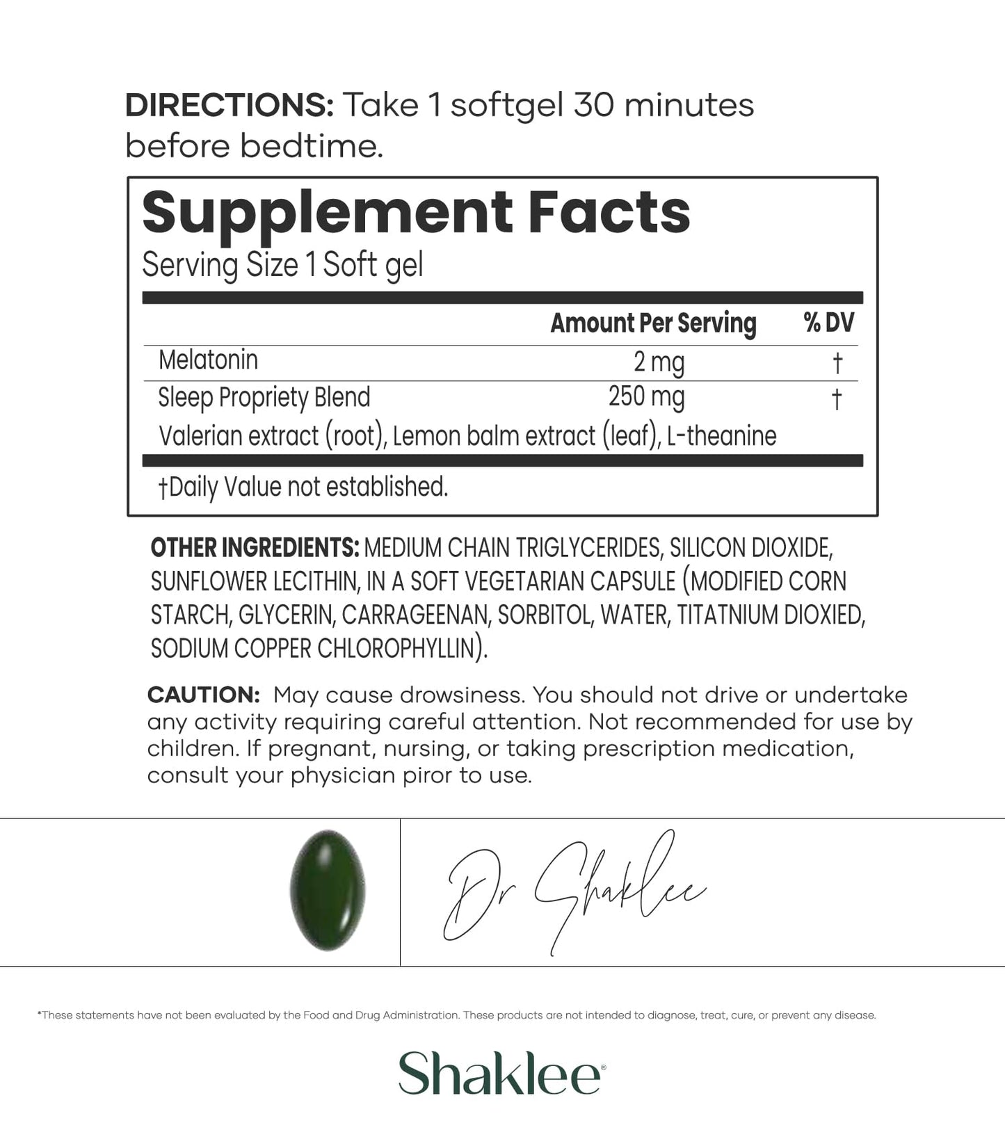 Shaklee Dream Serene Melatonin Sleep Aid Capsules 30