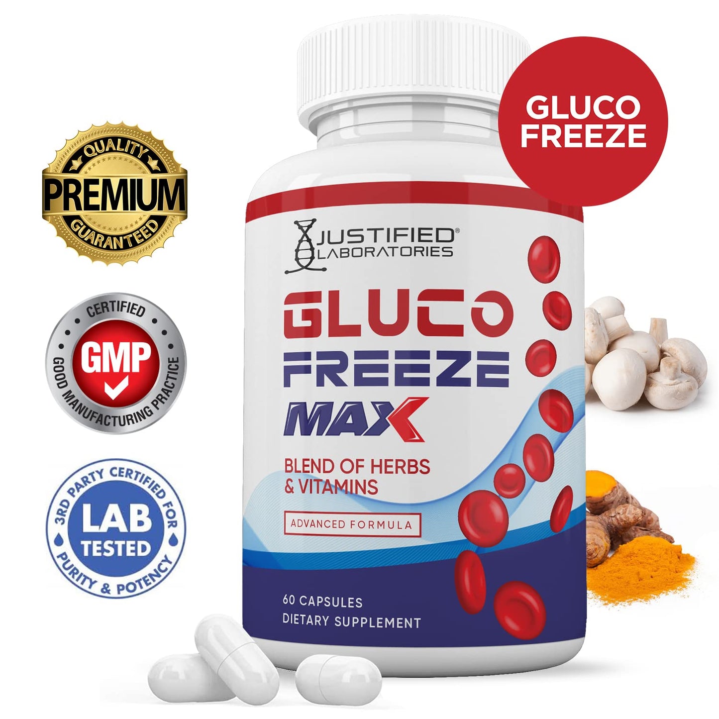 Justified Laboratories Glucofreeze Max Advanced Formula 1295MG 60 Capsules