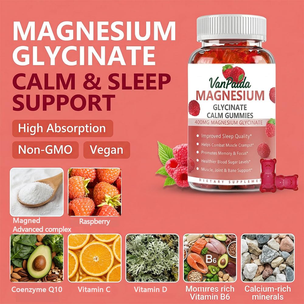 Van Paida Magnesium Glycinate 400mg Gummies, 60 Count