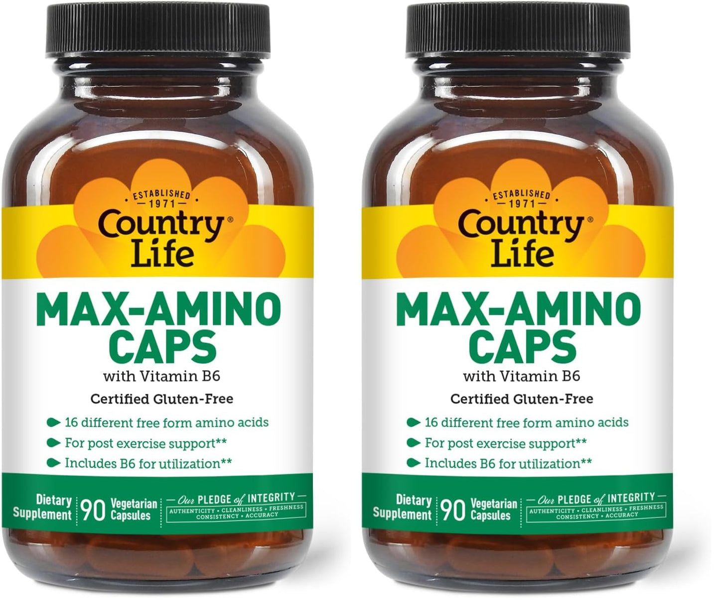 Country Life Maxi-Amino with 16 Free Form Amino Acids, Capsule, 180 Capsules