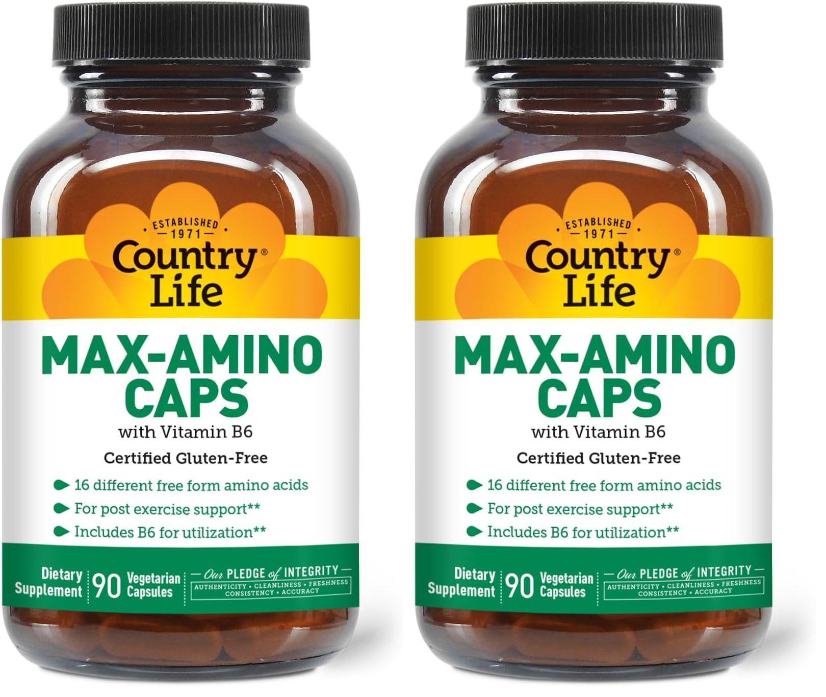 Country Life Maxi-Amino with 16 Free Form Amino Acids, Capsule, 180 Capsules