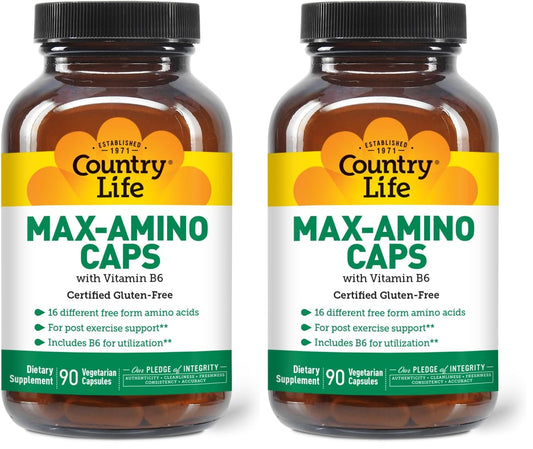 Country Life Maxi-Amino with 16 Free Form Amino Acids, Capsule, 180 Capsules