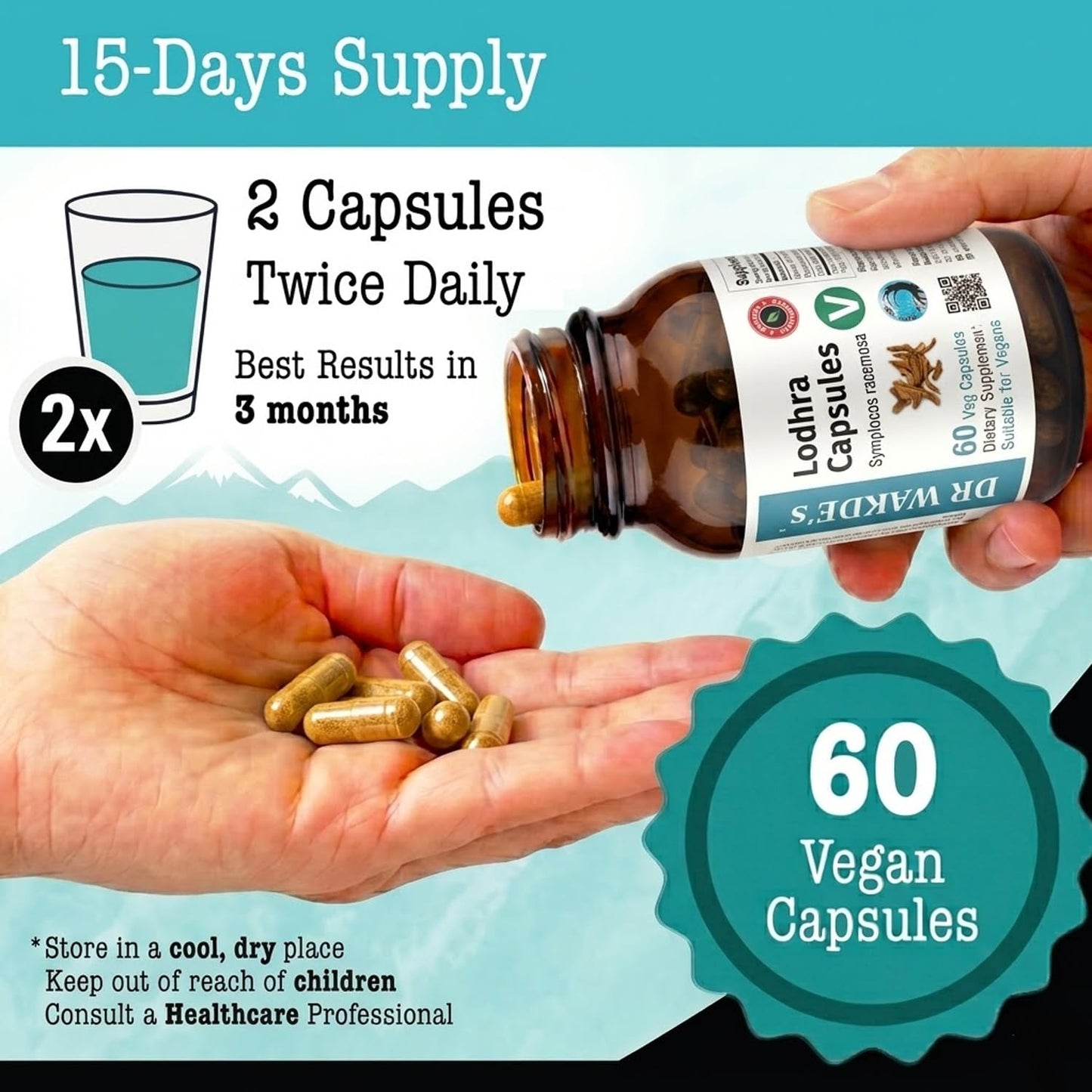 DR WAKDE's Organic Lodhra Capsules (Symplocos racemosa) 60 Veggie Capsules