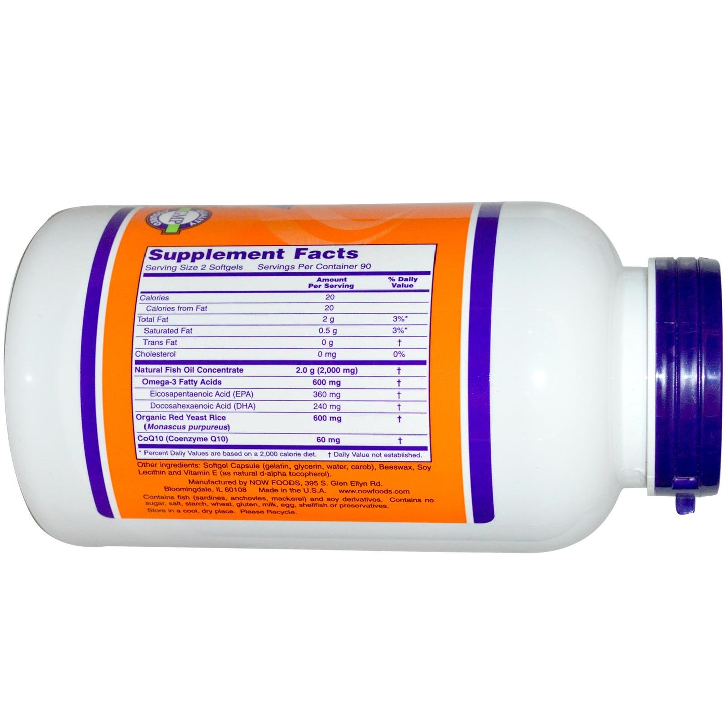 NOW Foods Red Omega Red Yeast Rice with CoQ10 30 mg Softgels 180