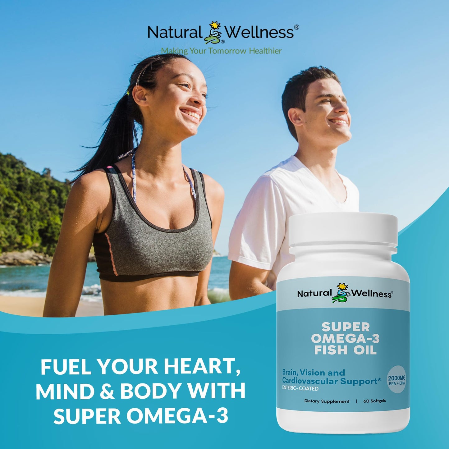 Natural Wellness Super Omega-3 Fish Oil Softgels 60 Count