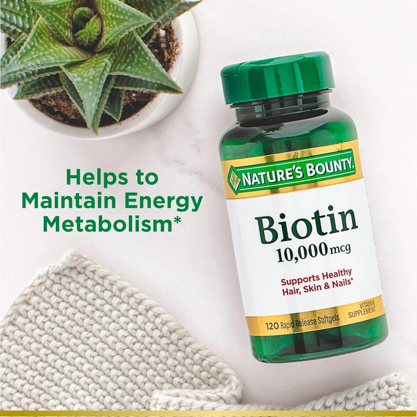 Nature's Bounty Biotin 10000 mcg Ultra Strength Rapid Release Liquid Softgels, 240 Count