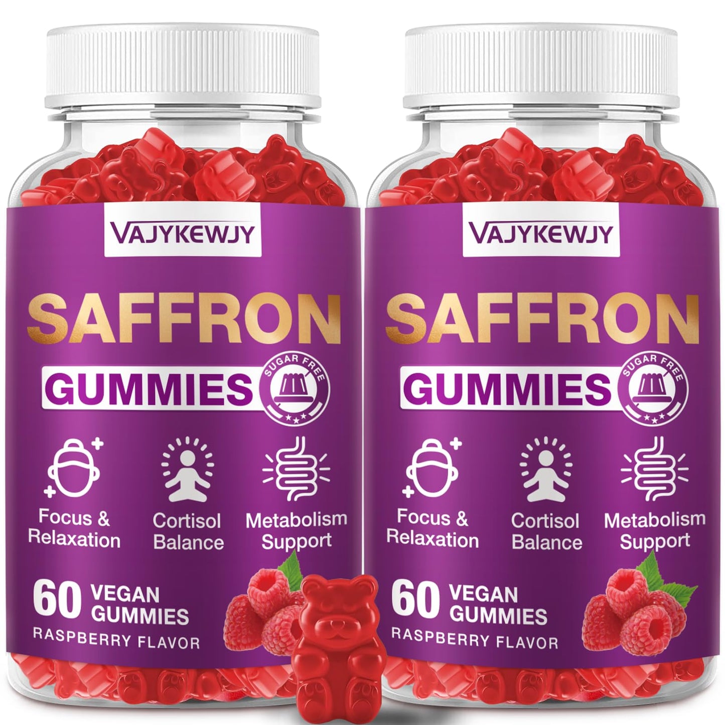 VAJYKEWJY Saffron Gummies with Magnesium, 120 Count