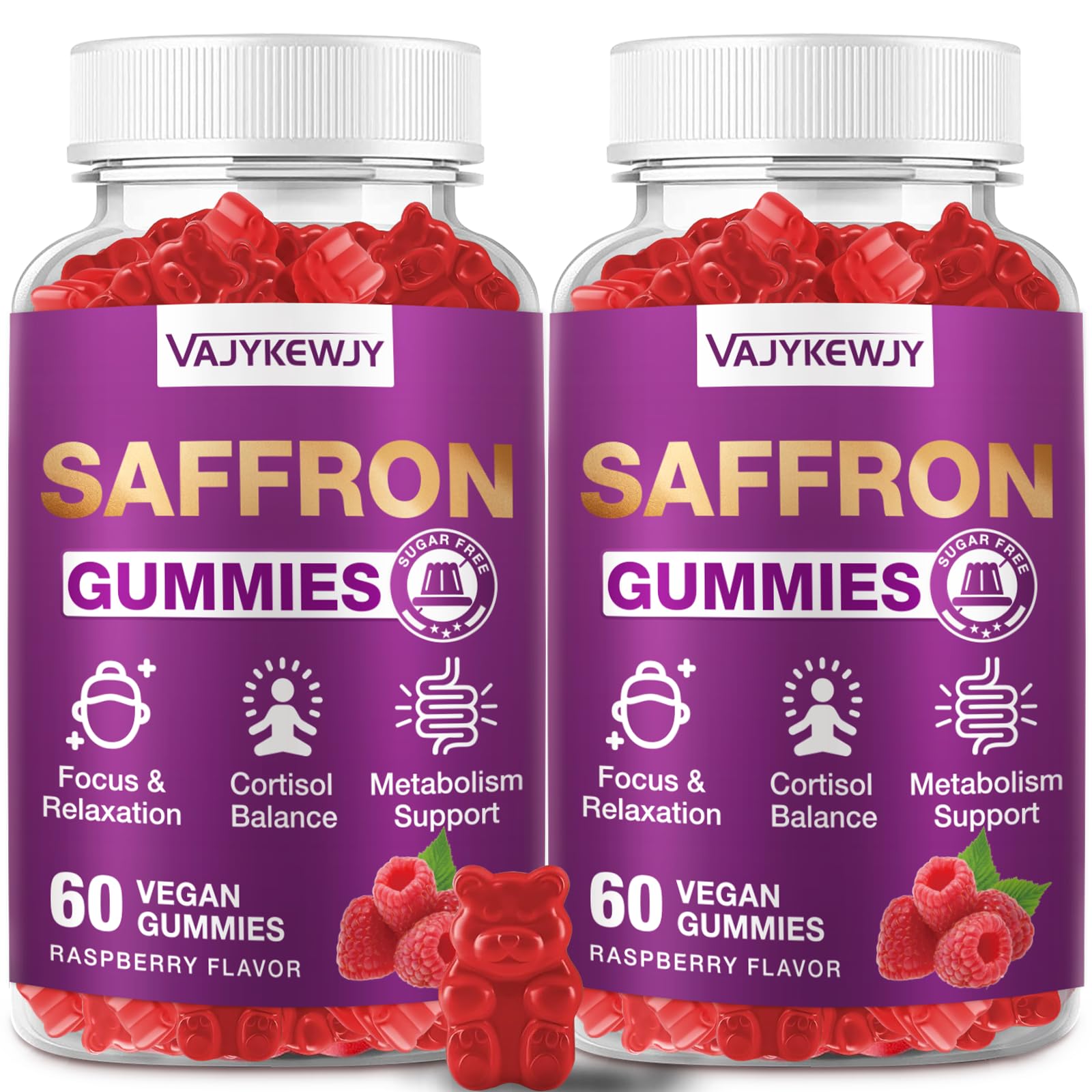 VAJYKEWJY Saffron Gummies with Magnesium, 120 Count