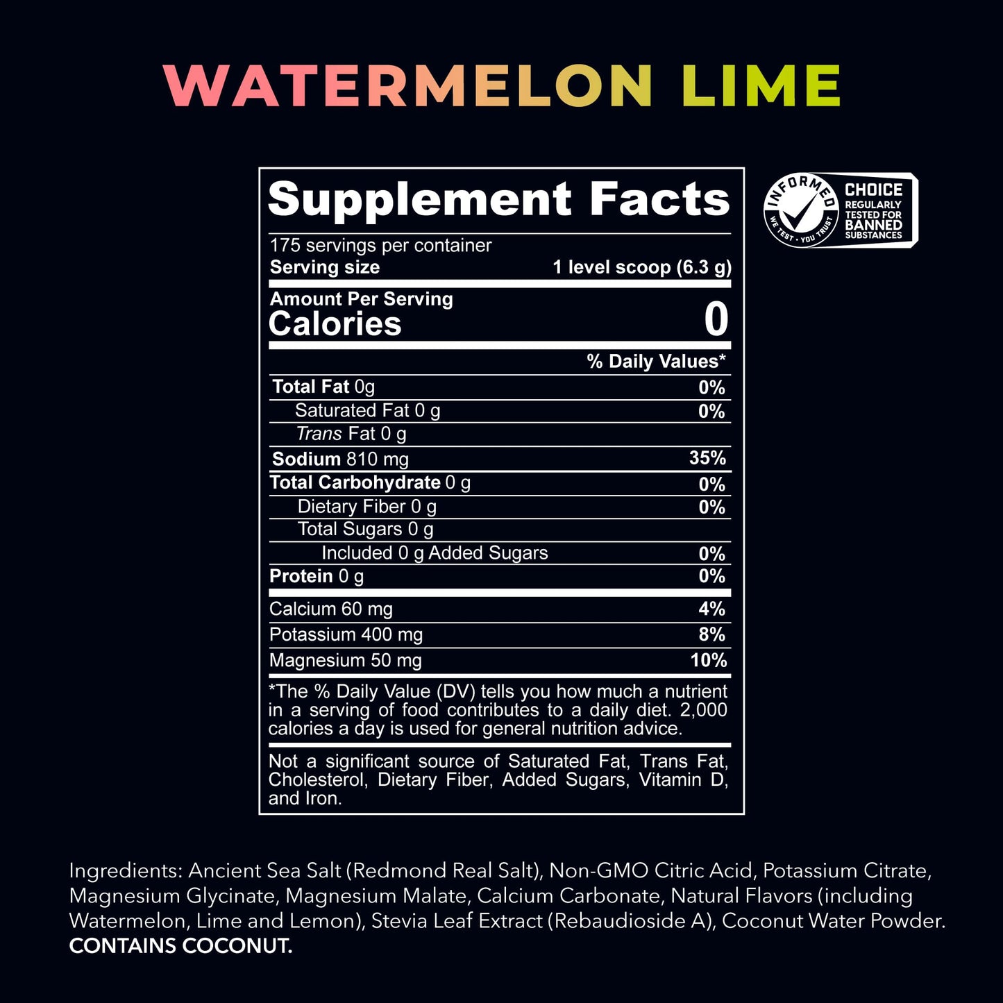 REDMOND Re-Lyte Hydration Electrolyte Powder Watermelon Lime, 175 Servings