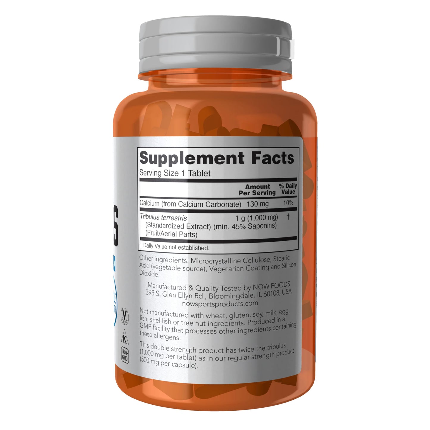 NOW Foods Tribulus (Tribulus terrestris) 1000 mg, Double Strength Tablet, 90 Tablets