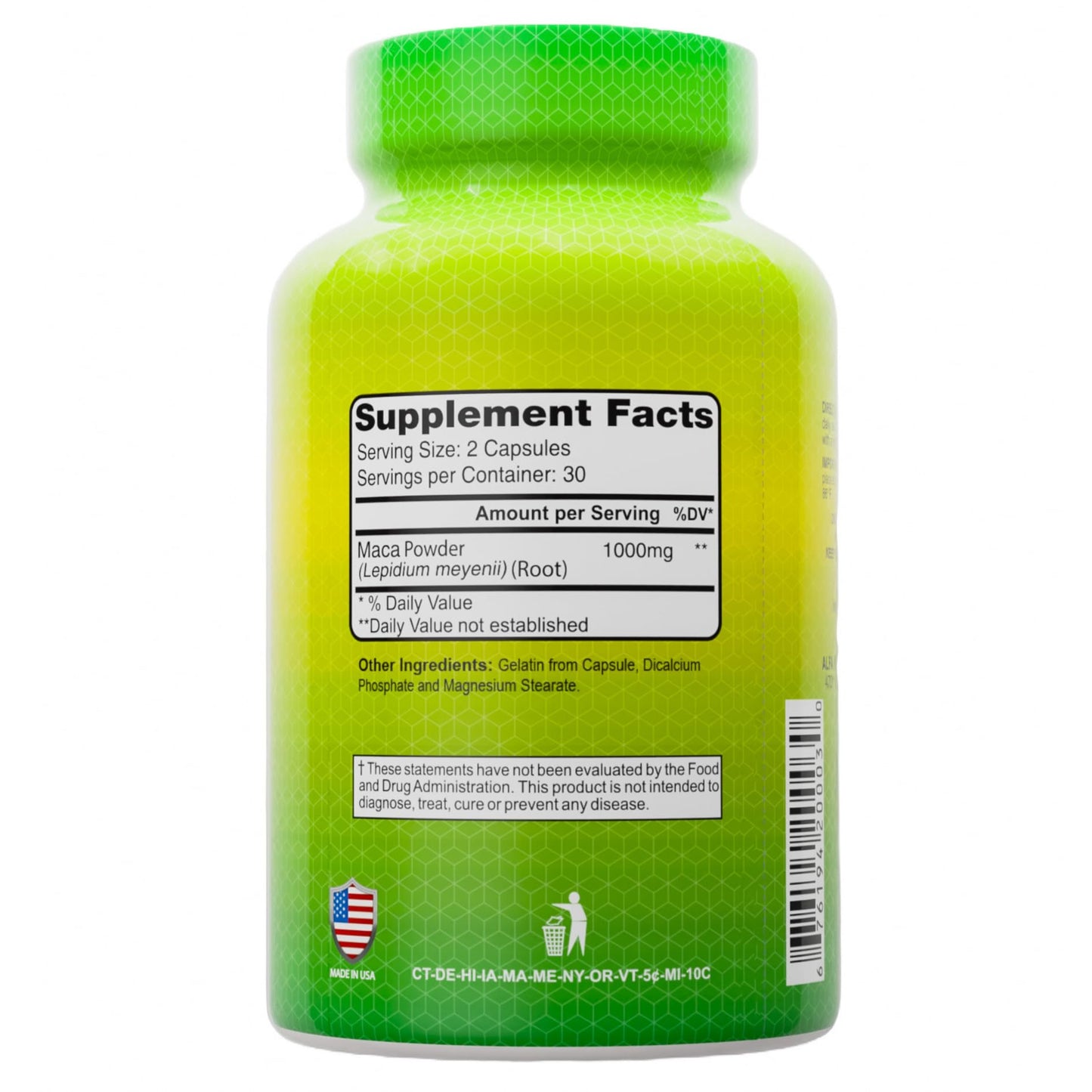 ALFA VITAMINS Maca 1000 mg Peruvian Maca Root Supplement for Energy & Wellness – Plant-Based Formula, Capsules, 120 Count