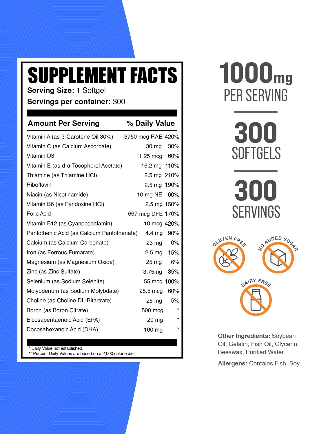BulkSupplements Multivitamin for Women 50 Plus Softgel 300 Count