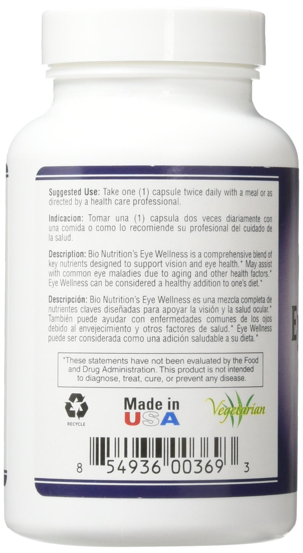 Bio Nutrition Eye Wellness with Zeaxanthin Capsules, 60 Count
