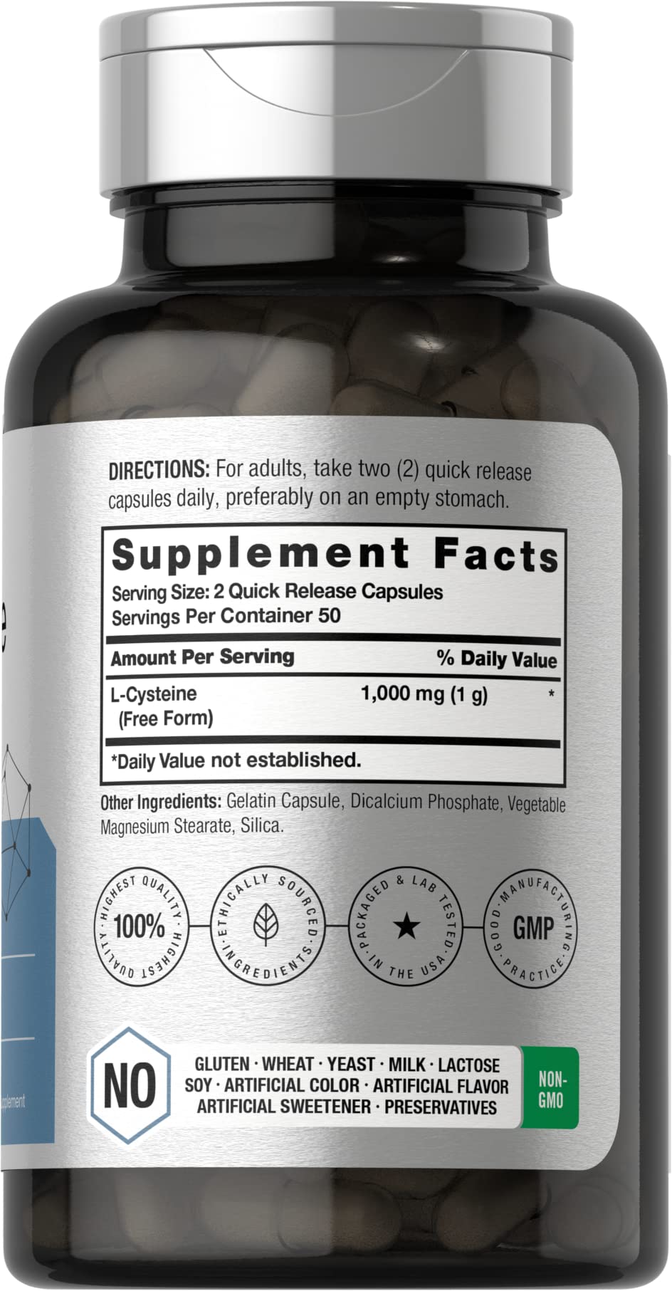 Horbäach L-Cysteine 1000mg Capsule, 100 Count
