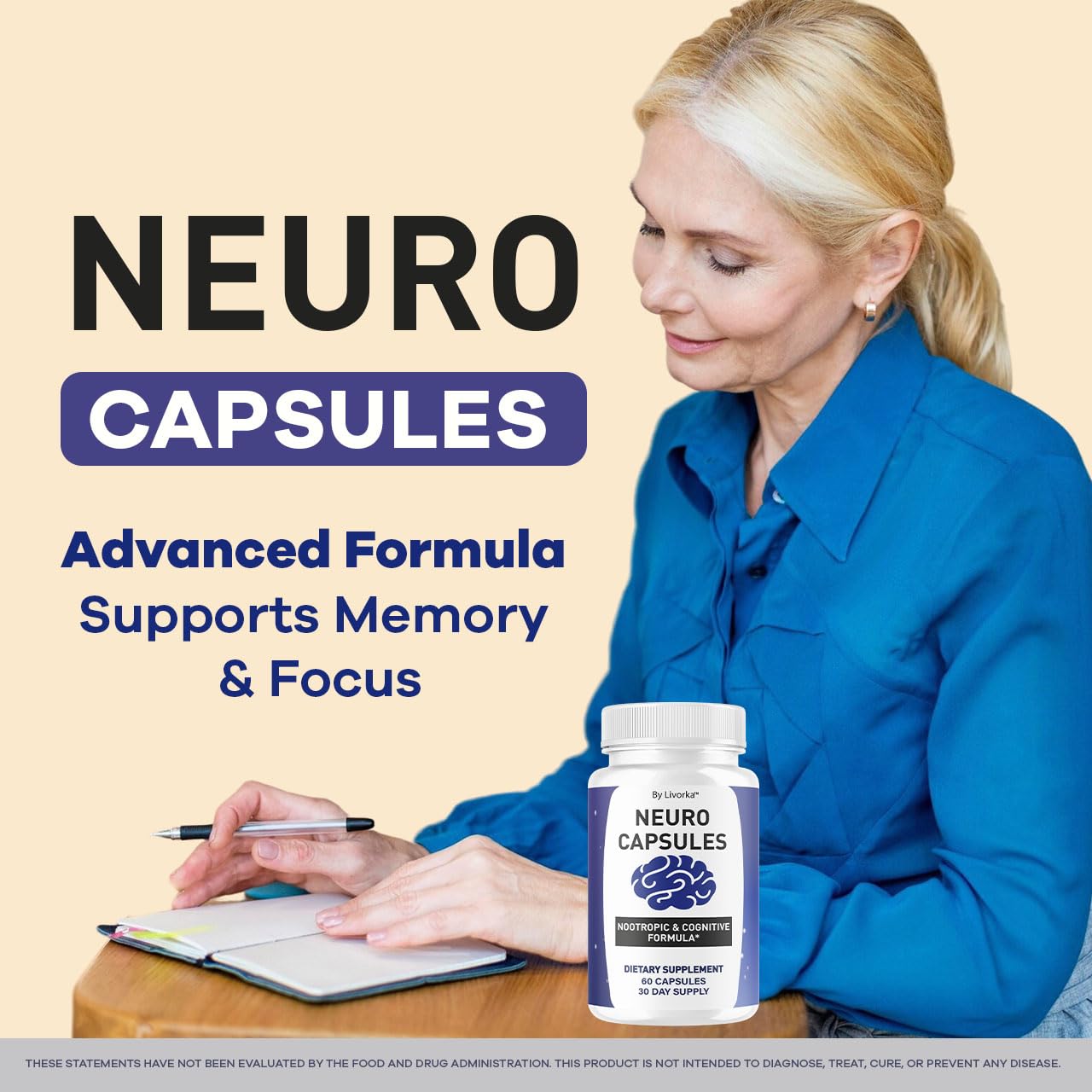 LIVORKA Neuro Capsules Brain Health and Memory Support Advanced Formula, 120 Capsules
