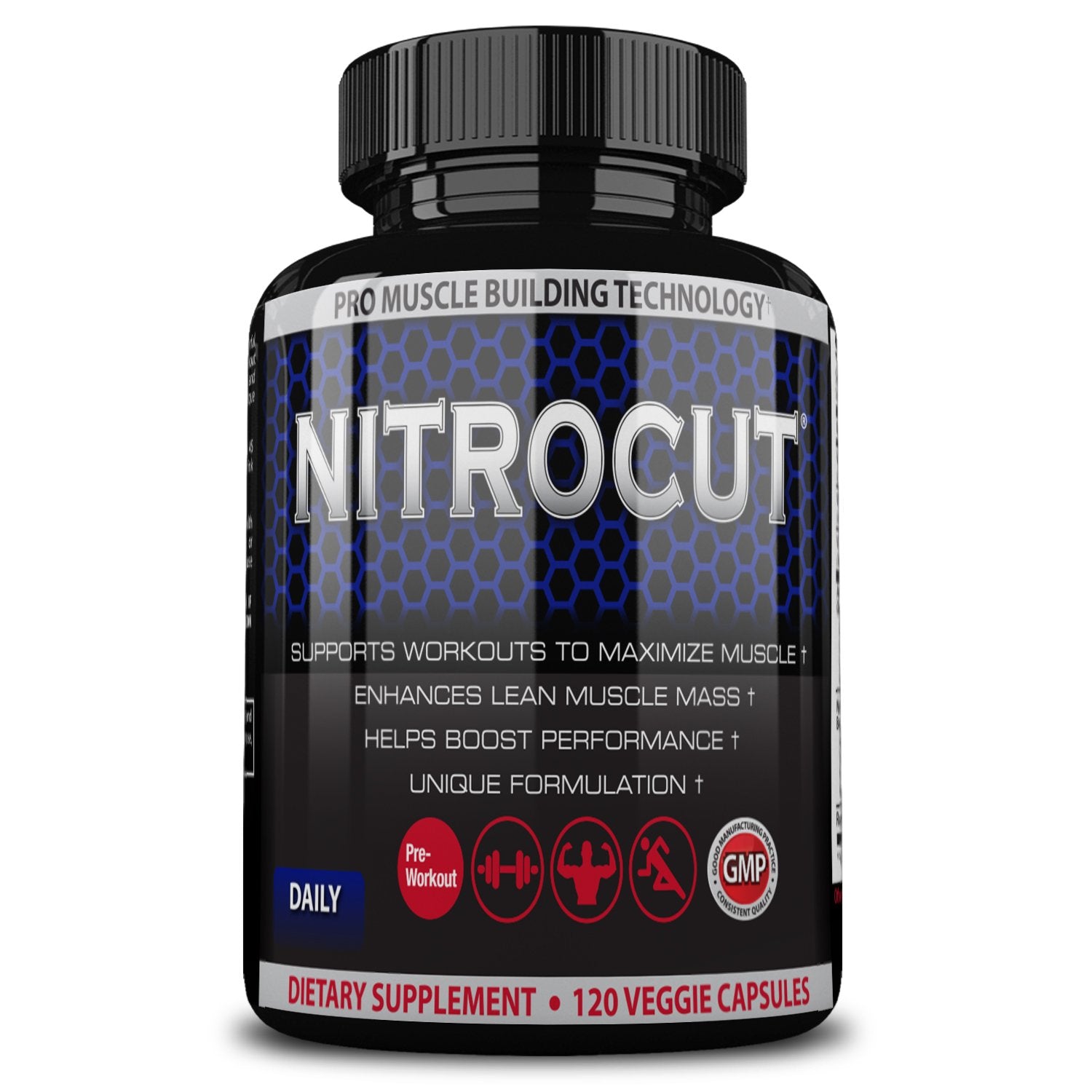 NITROCUT Pre Workout Supplement Capsules, 120 Count