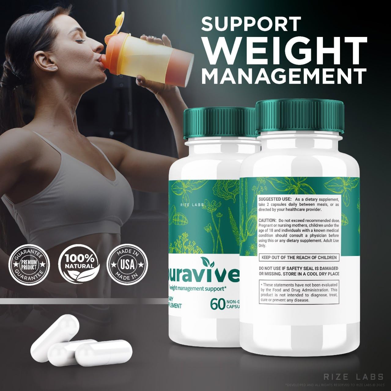 rize labs Puravive Weight Loss Capsules 60 Capsules