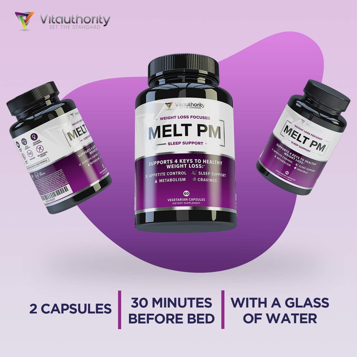 Vitauthority MELT PM Nighttime & Weight Loss Pills Capsule 60 Count