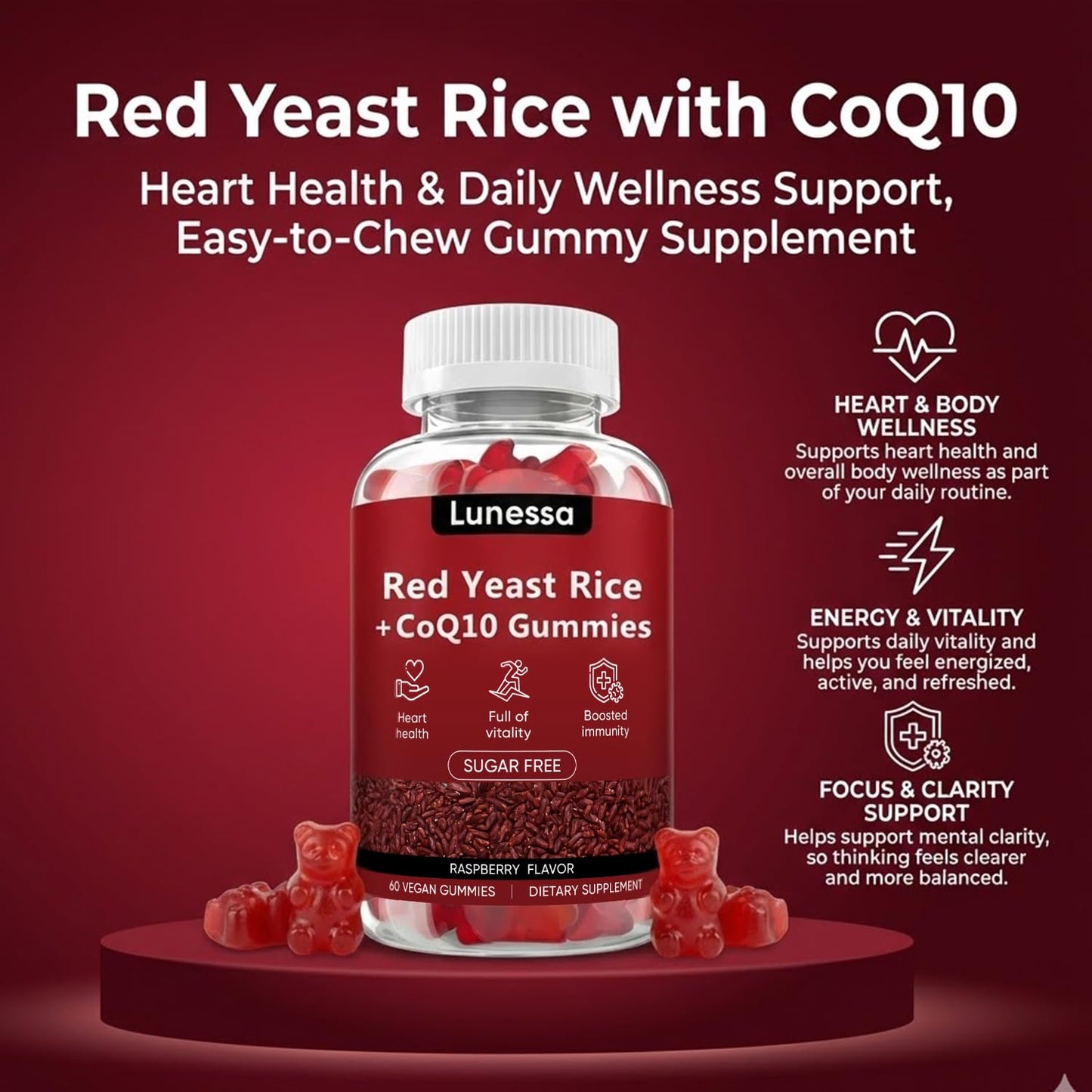 Peehss Red Yeast Rice with CoQ10 Cholesterol Cleanse 120 Gummies