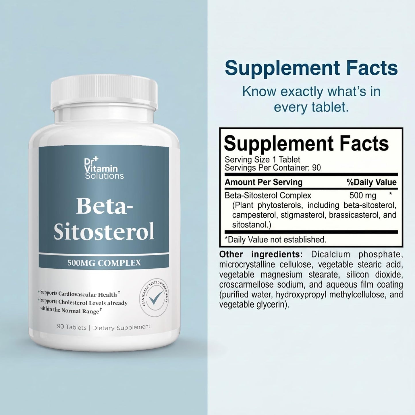 DR VITAMIN SOLUTIONS Beta-Sitosterol 500 mg Complex Tablet, 90 Tablets