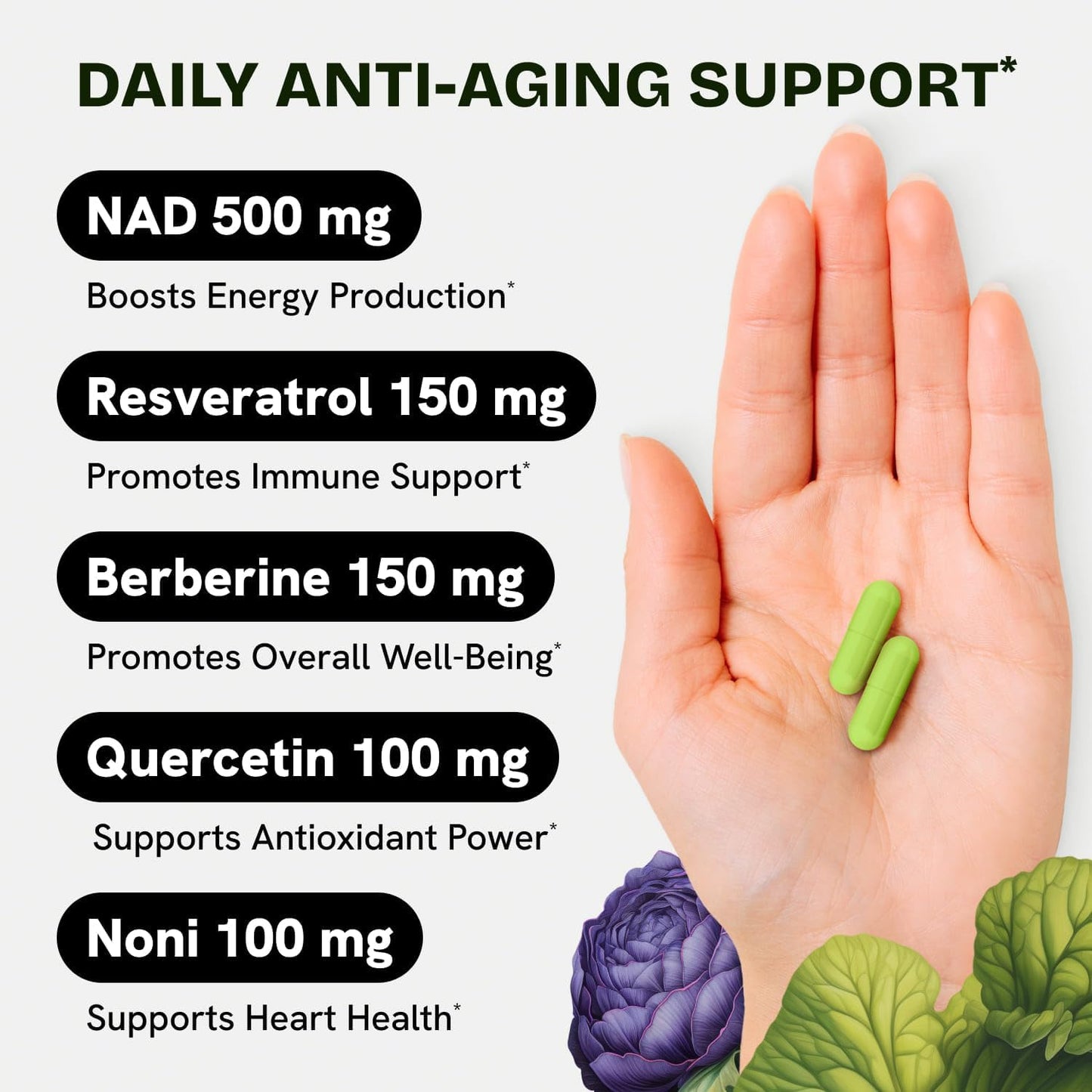 Resurrected Health Liposomal NAD Supplement for Women with Noni Capsules, 60 Count