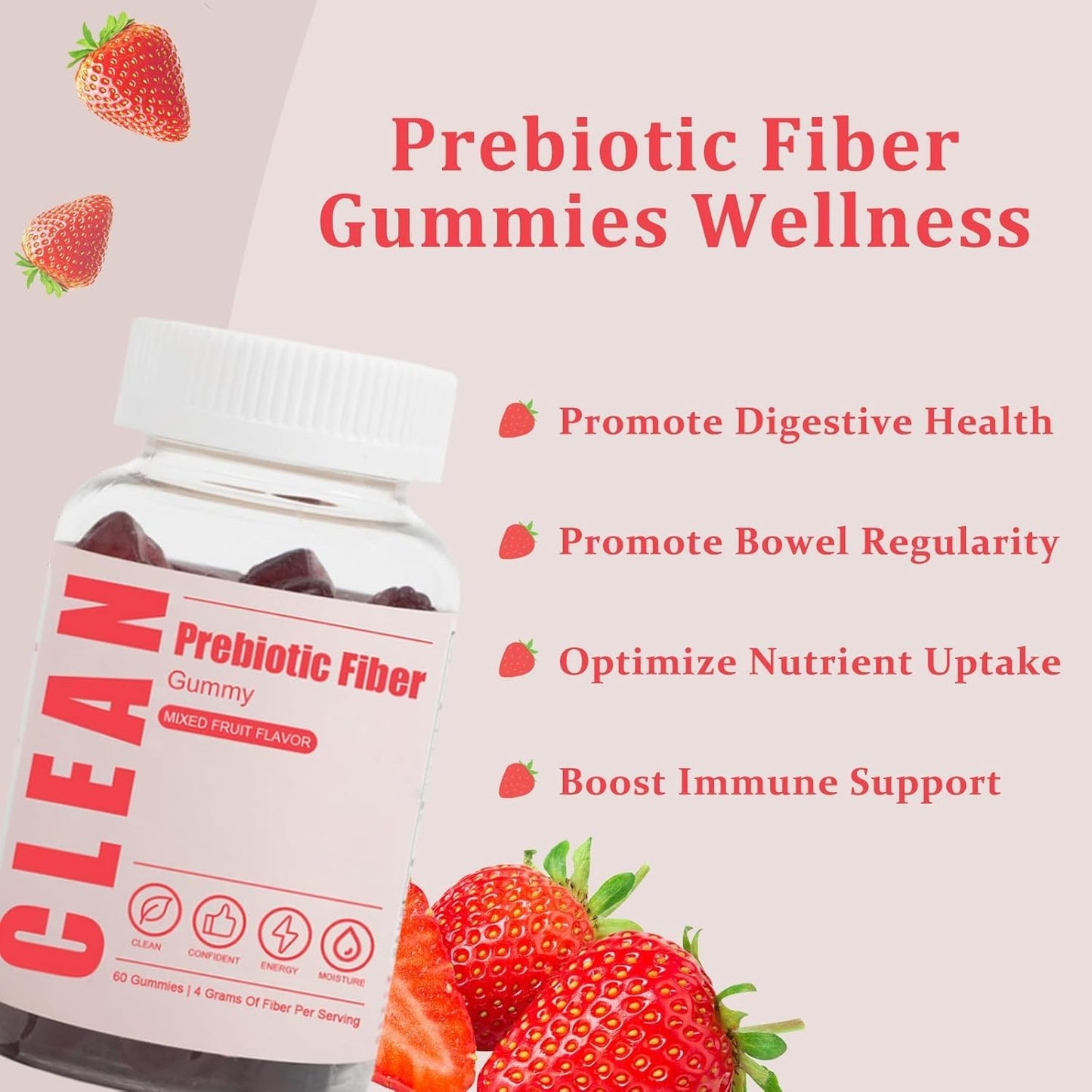 JINMAO Clean Fiber Gummies for Men, 60 Gummies