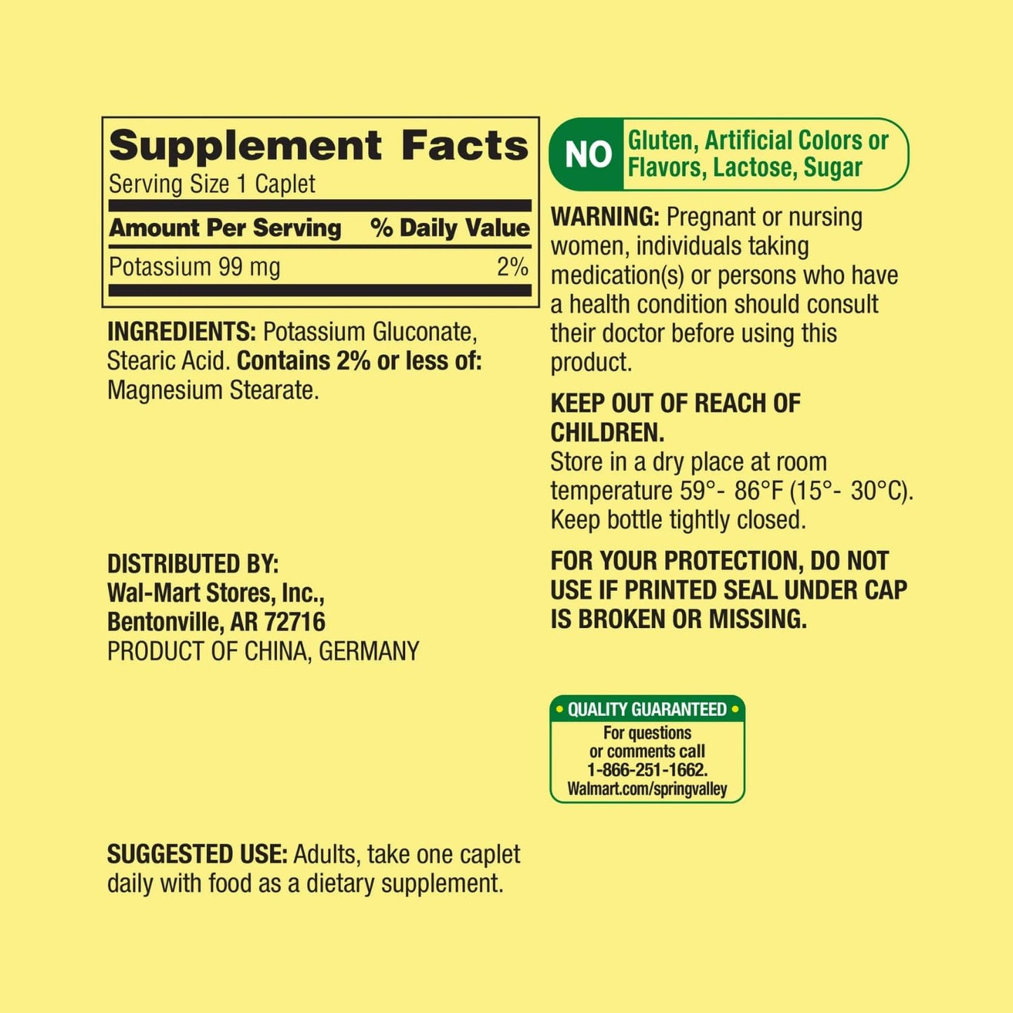Generic Potassium Heart Health Supplement Caplets 99 mg, 250 Count