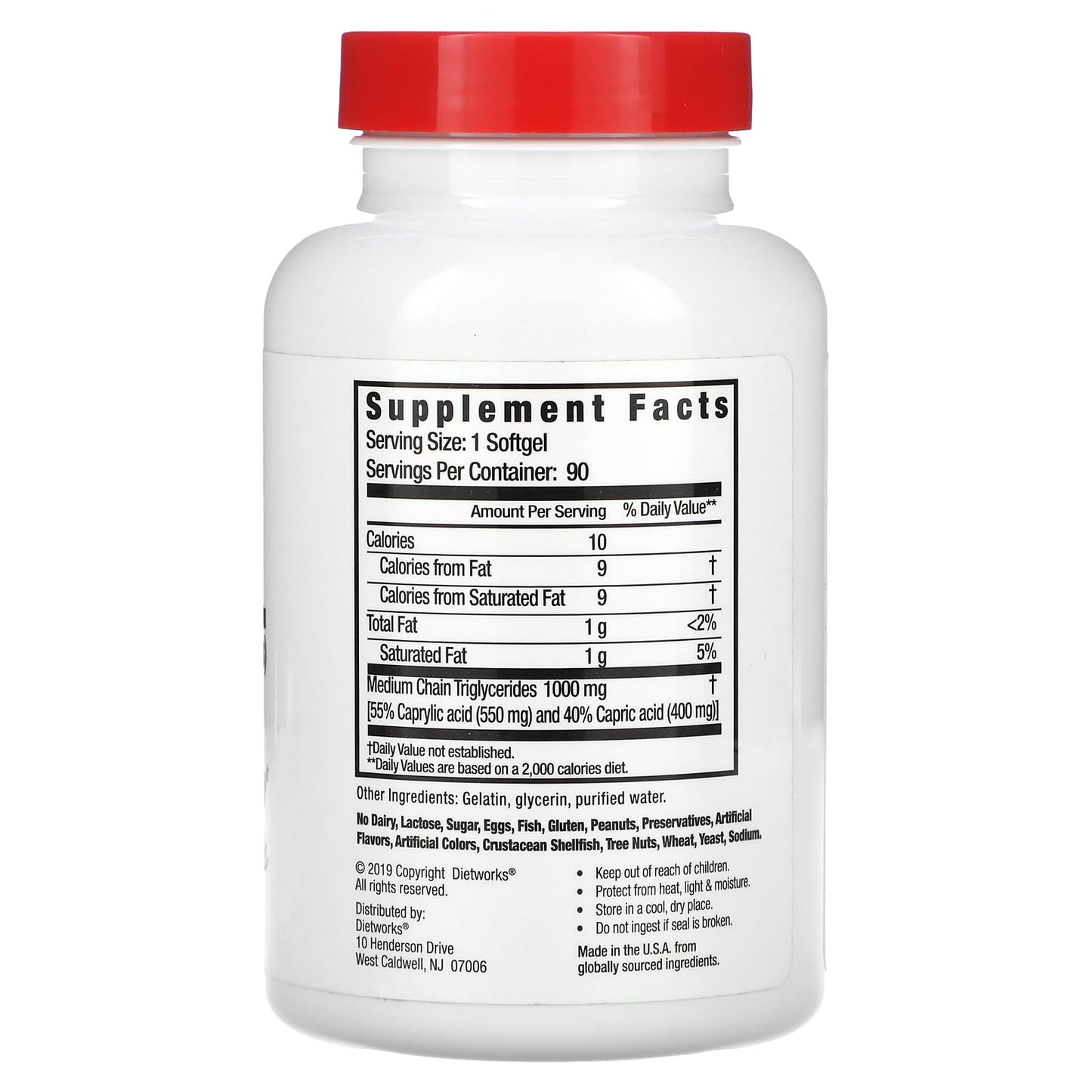 DietWorks MCT Oil Softgels 90 Count