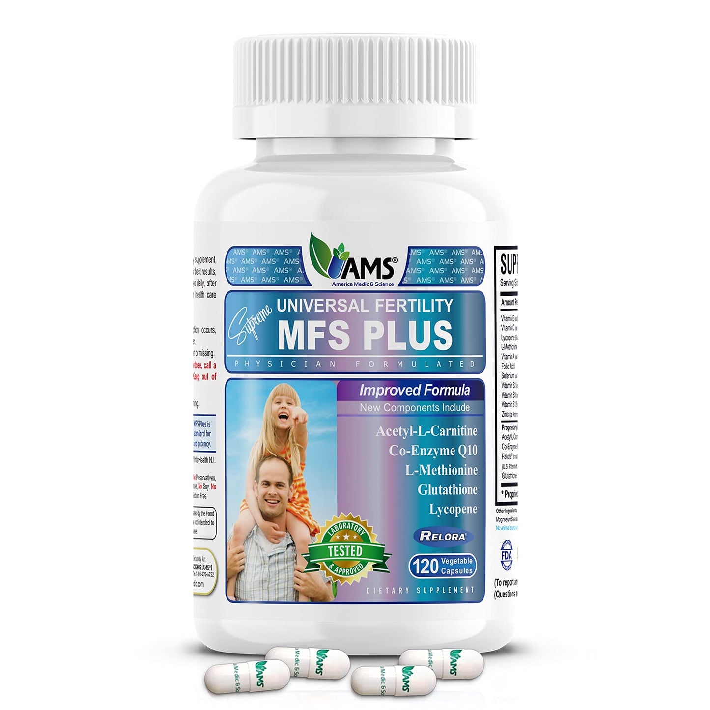 America Medic & Science MFS Plus Fertility Supplements for Men Capsules 120 Count