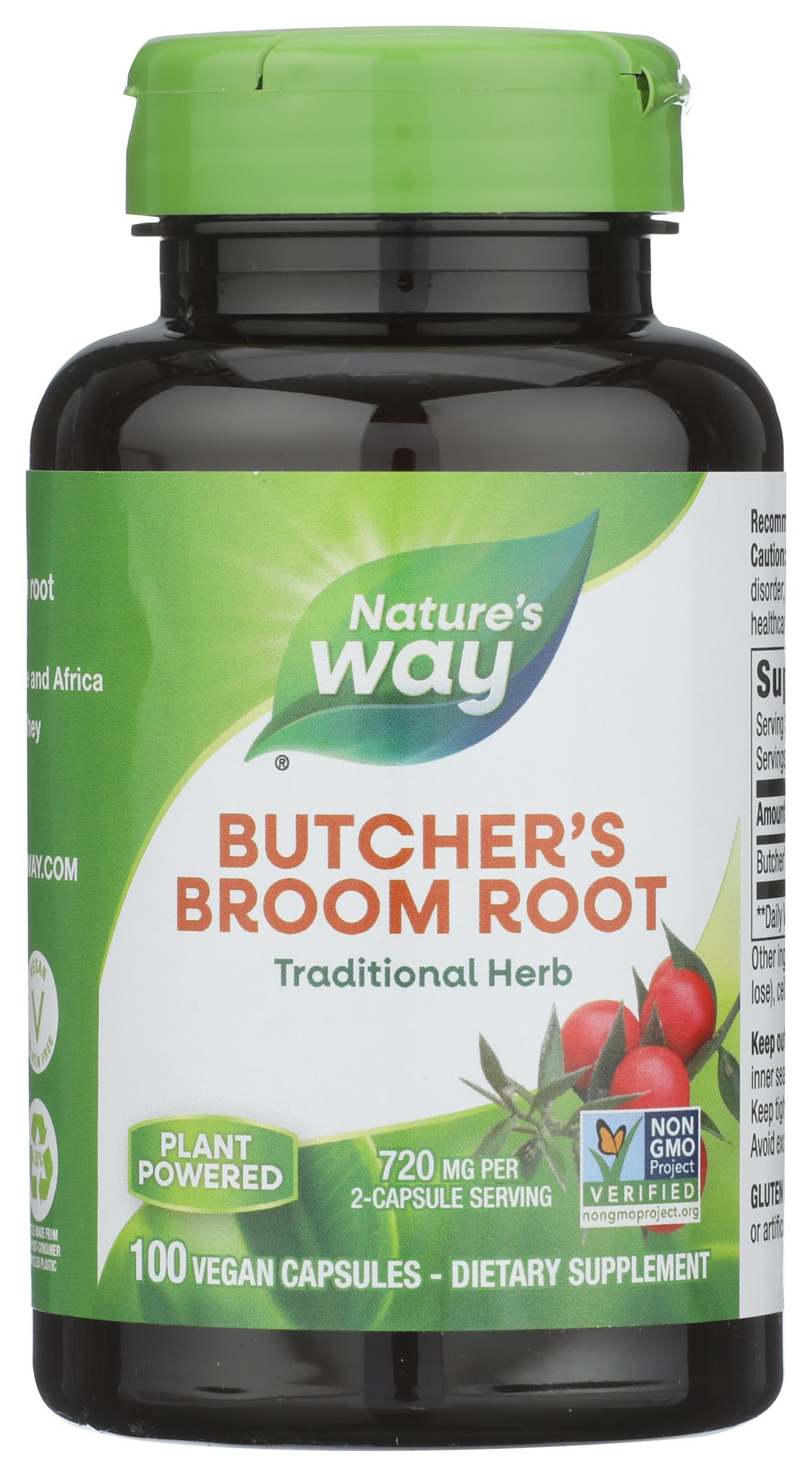 Nature's Way Butchers Broom Root 470mg Capsules, 100 Capsules