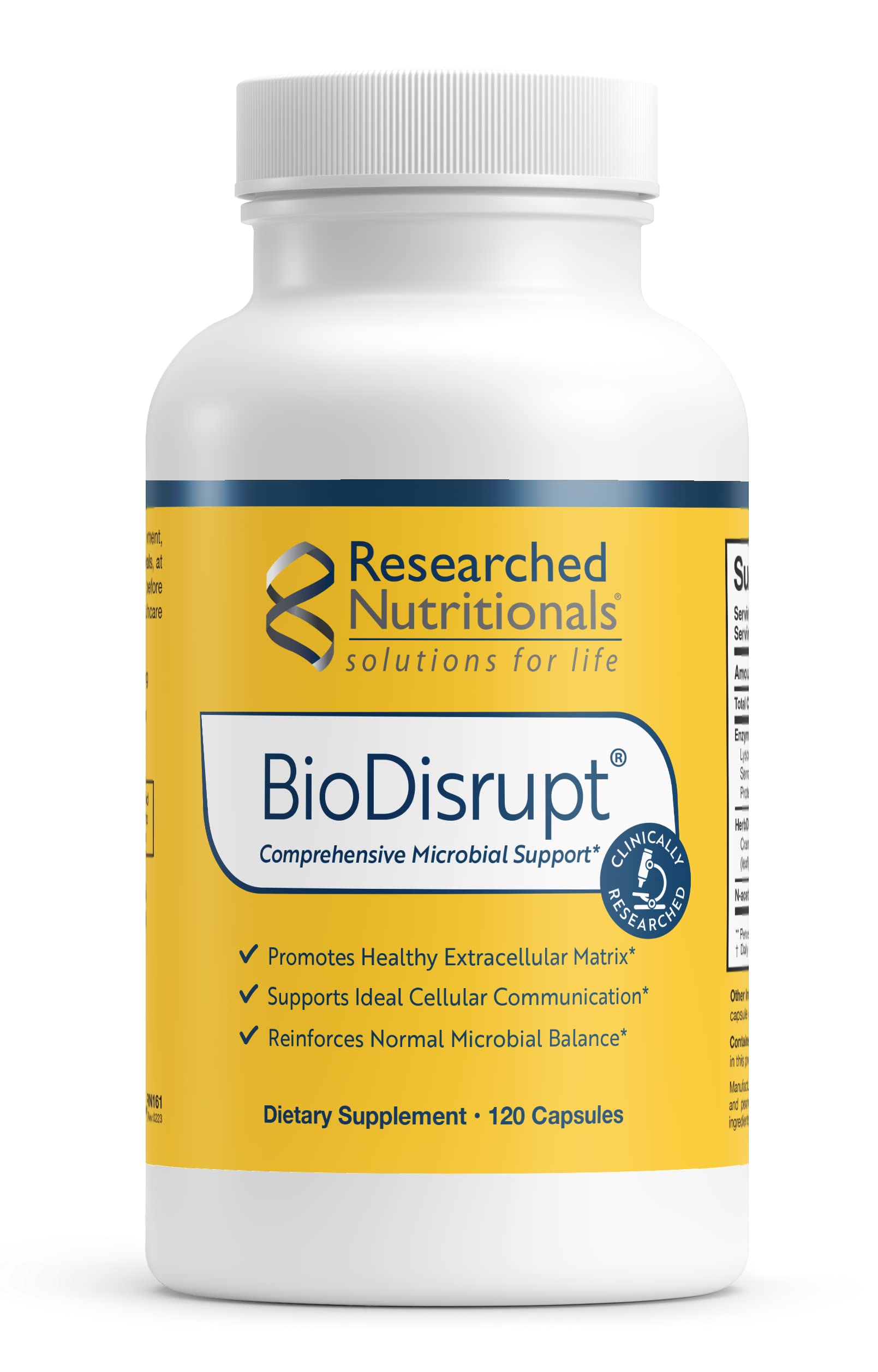 Researched Nutritionals BioDisrupt - Disrupt Biofilm Matrices - Clinically Researched Formula with Enzymes Disrupt Enzyme Blend, Cranberry Extract & N-Acetyl Cysteine, 120 Capsules