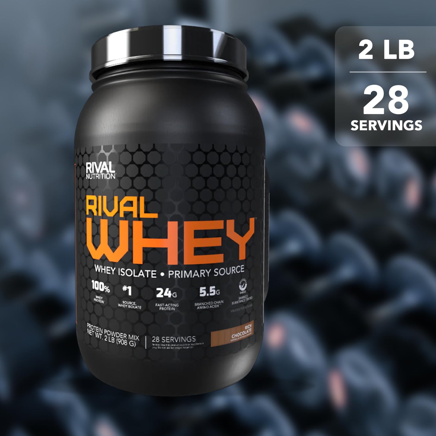 Rival Nutrition Whey Protein Powder Rich Chocolate 2 lb 32