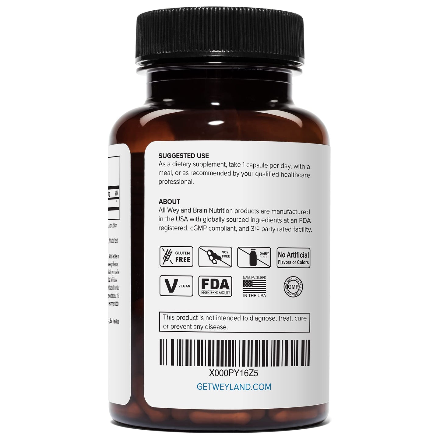 Weyland Brain Nutrition Lithium Orotate 5mg Elemental Lithium Capsules, 120 Count