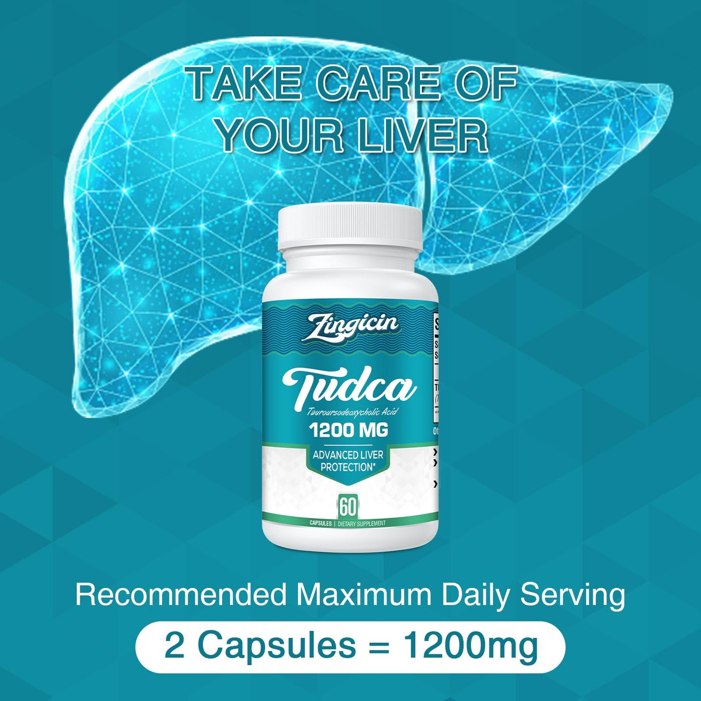 Zingicin TUDCA Supplement 1200mg Capsule 60 Count