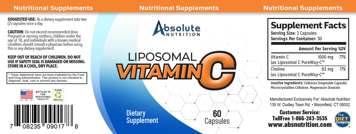 Absolute Nutrition Liposomal Vitamin C 1000mg Capsule, 60 Count