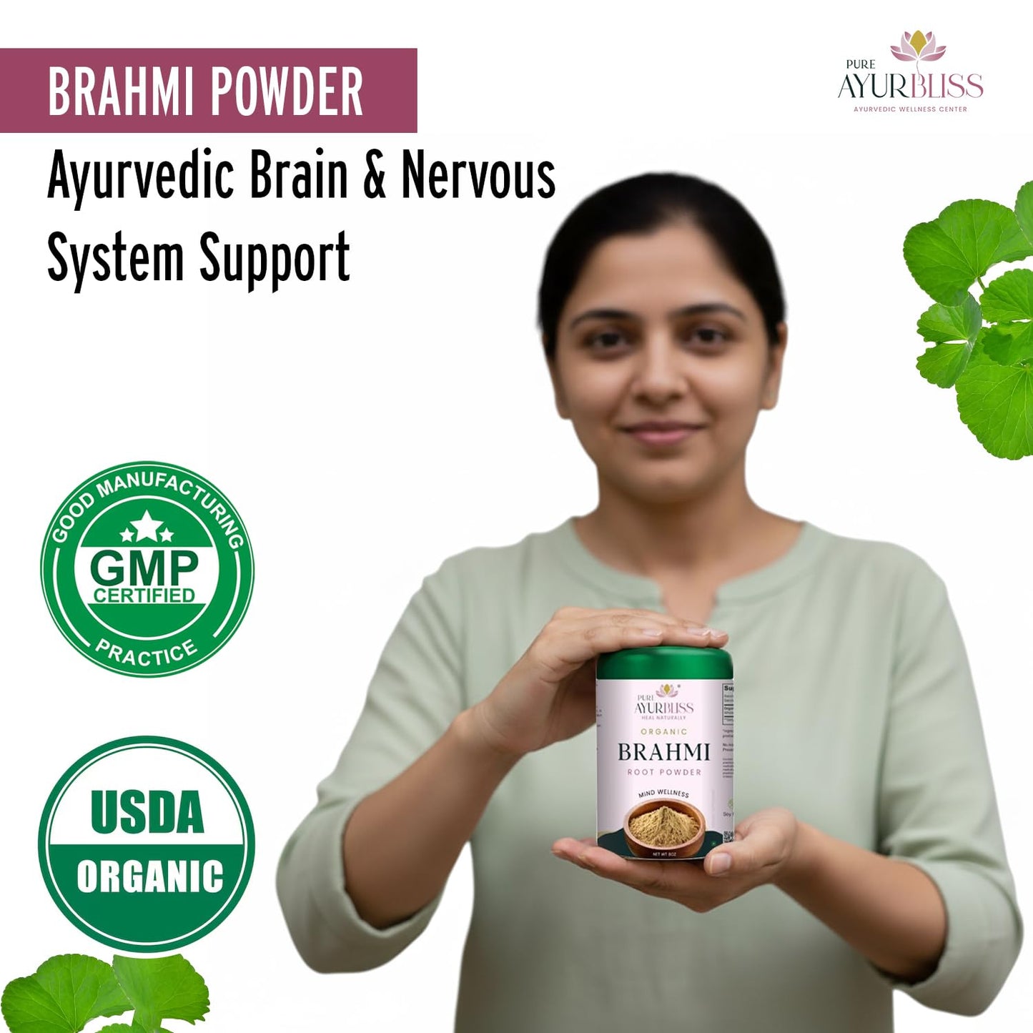 PureAyurbliss Brahmi Powder 8 oz