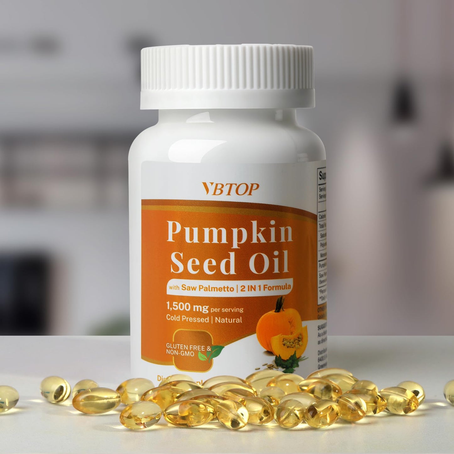VBTOP Pumpkin Seed Oil & Saw Palmetto Extract Softgels, 180