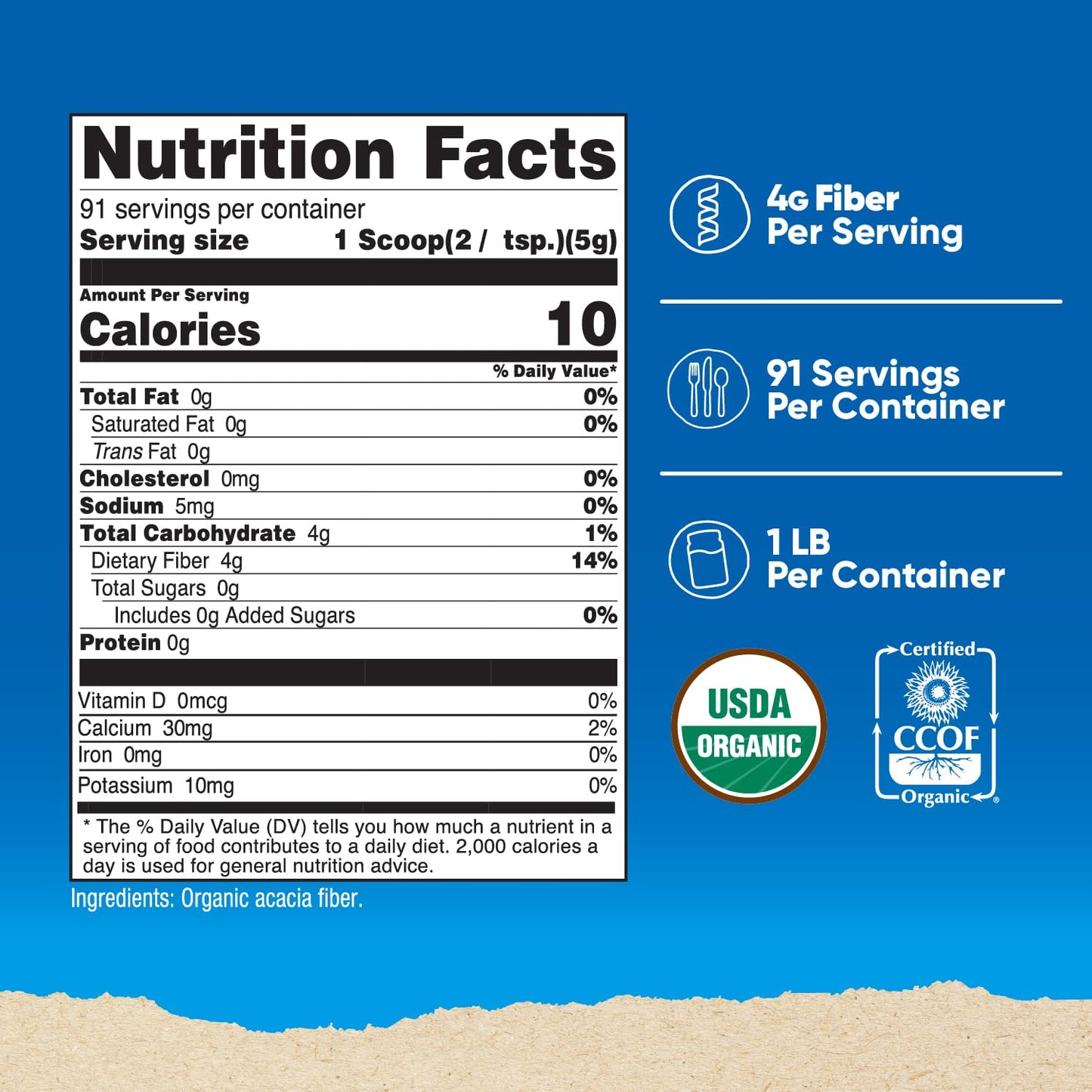 Nutricost Organic Acacia Fiber Powder, 16.2 oz